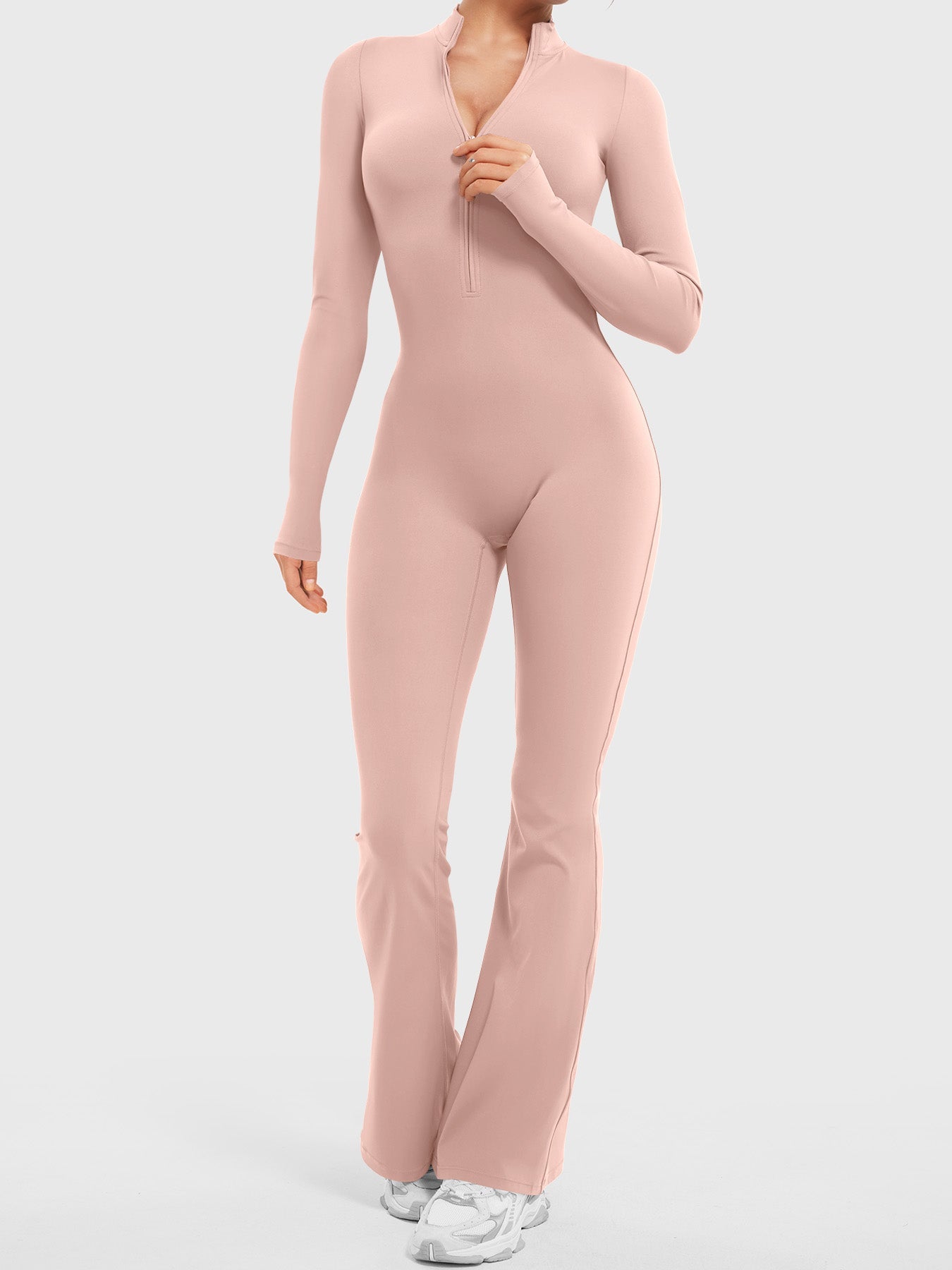 Lyne London™ | Long Sleeve Zipper Flared Jumpsuit