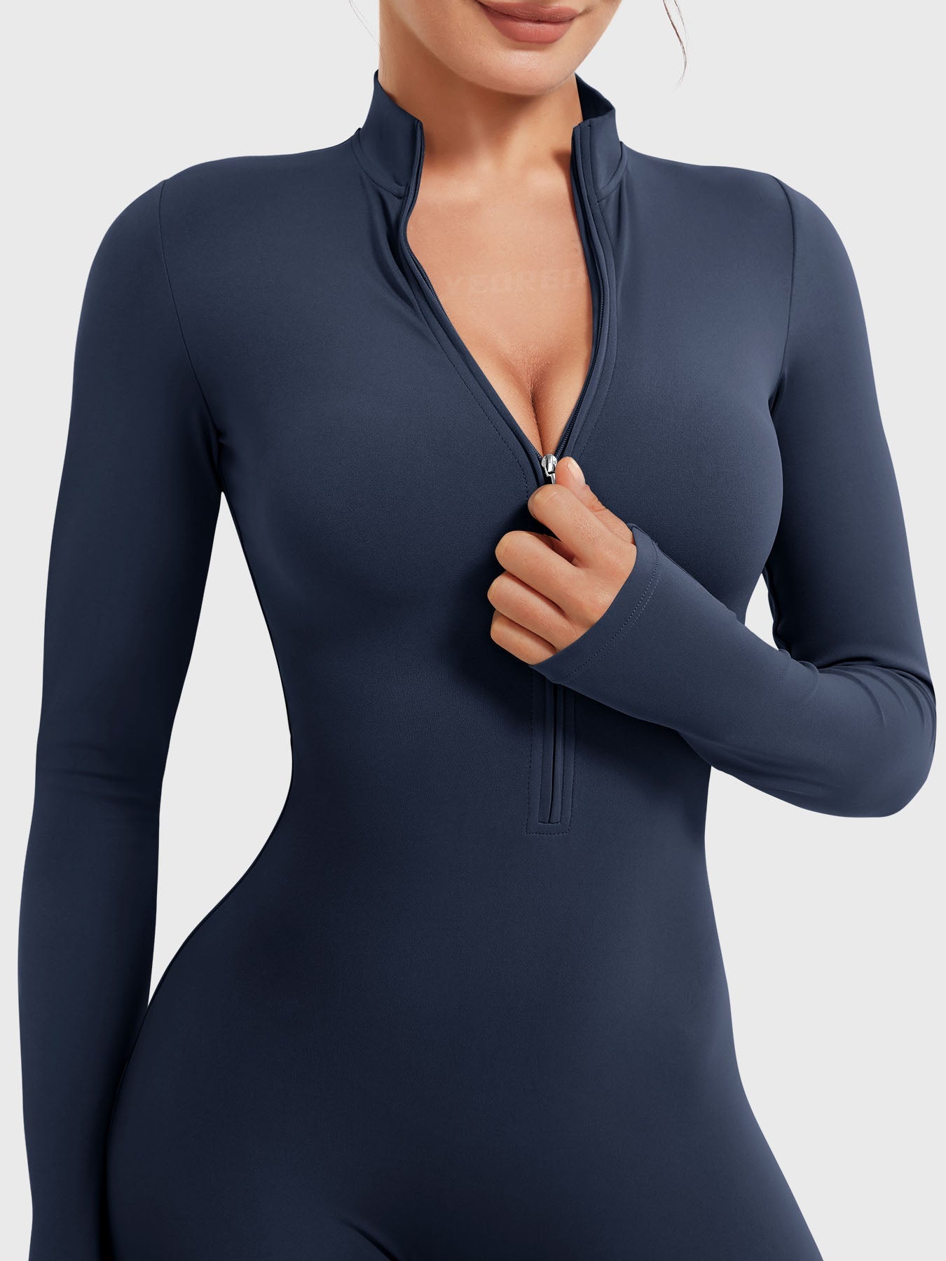 Lyne London™ | Long Sleeve Zipper Flared Jumpsuit