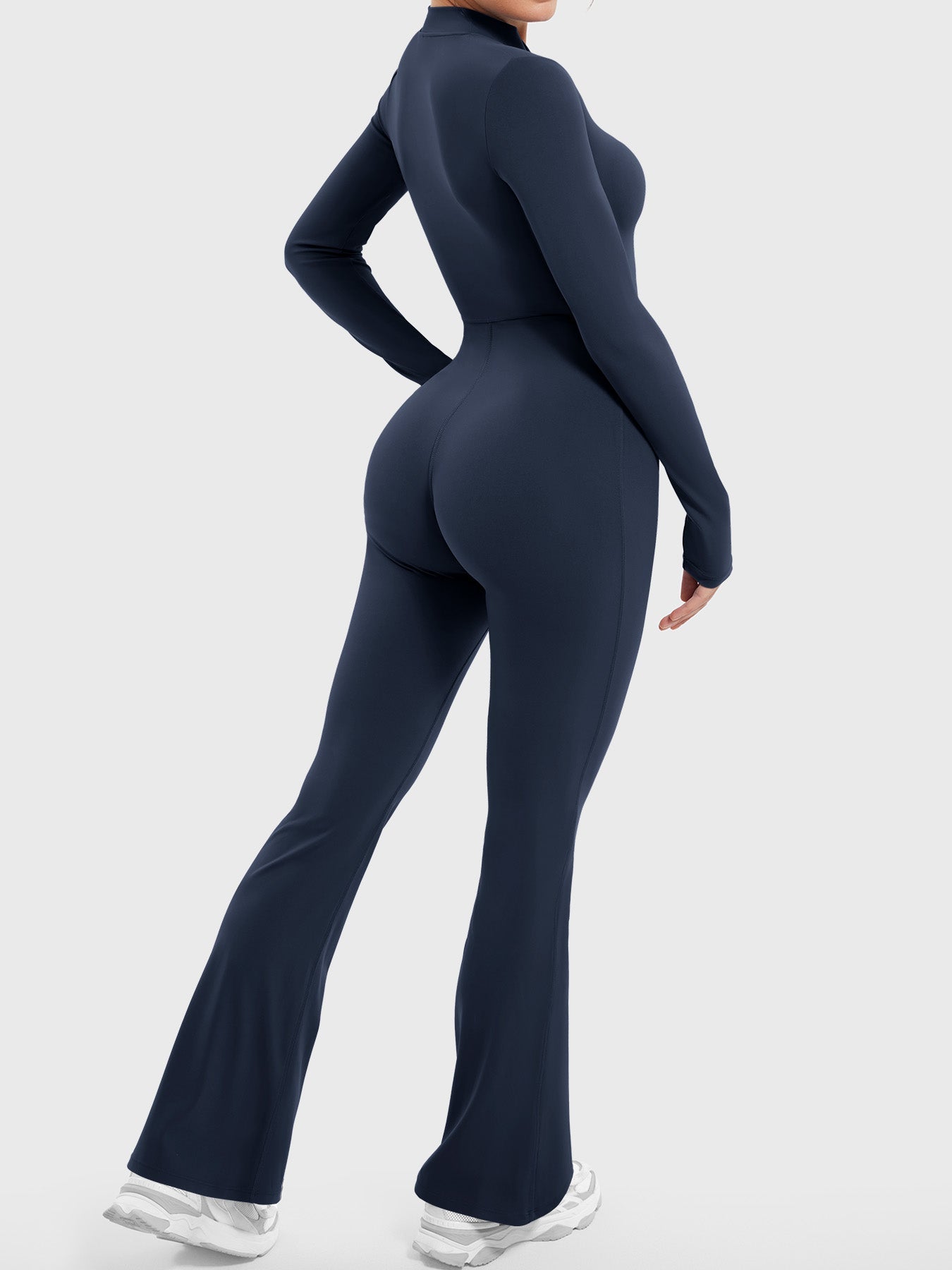 Lyne London™ | Long Sleeve Zipper Flared Jumpsuit