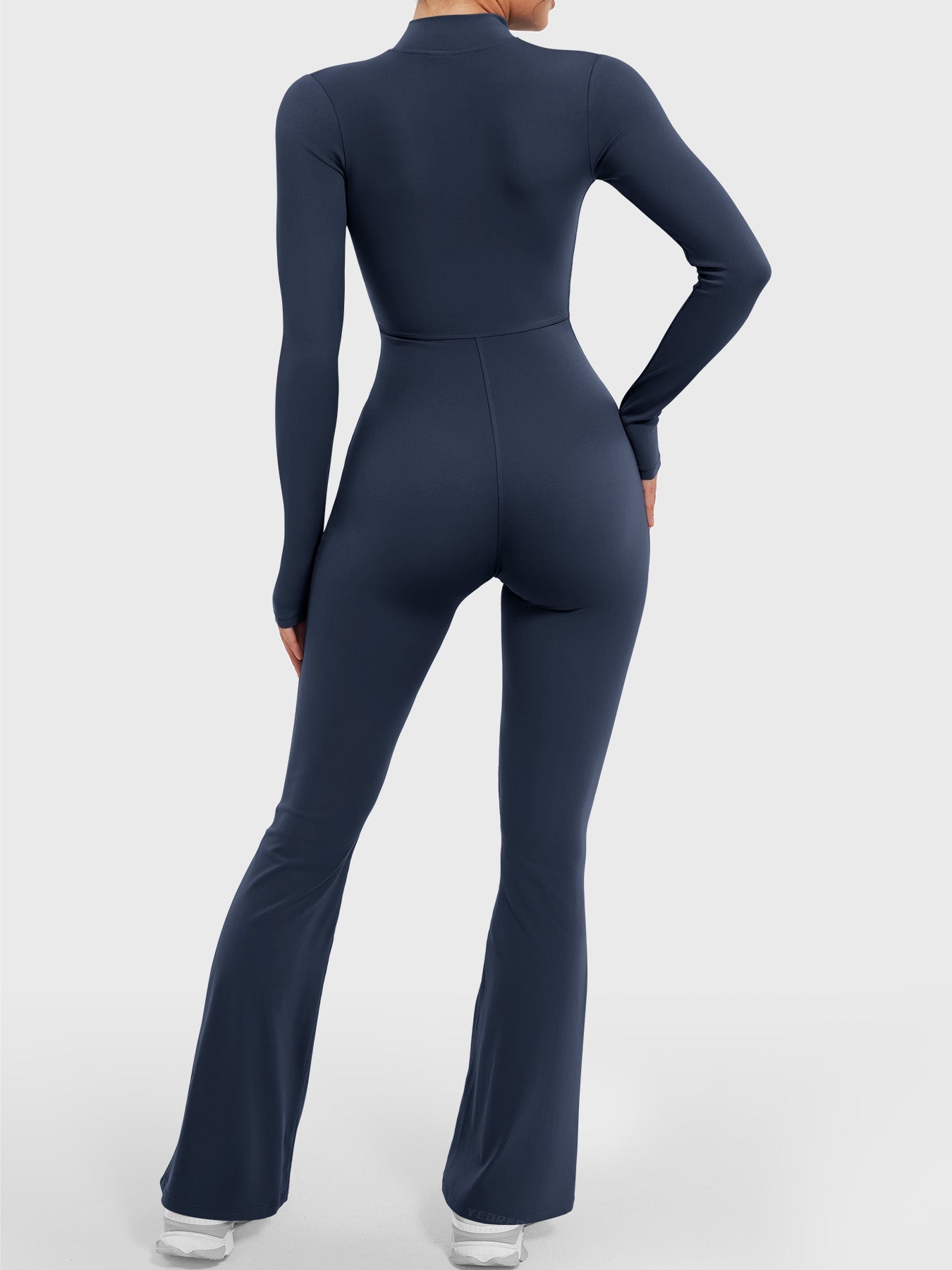 Lyne London™ | Long Sleeve Zipper Flared Jumpsuit