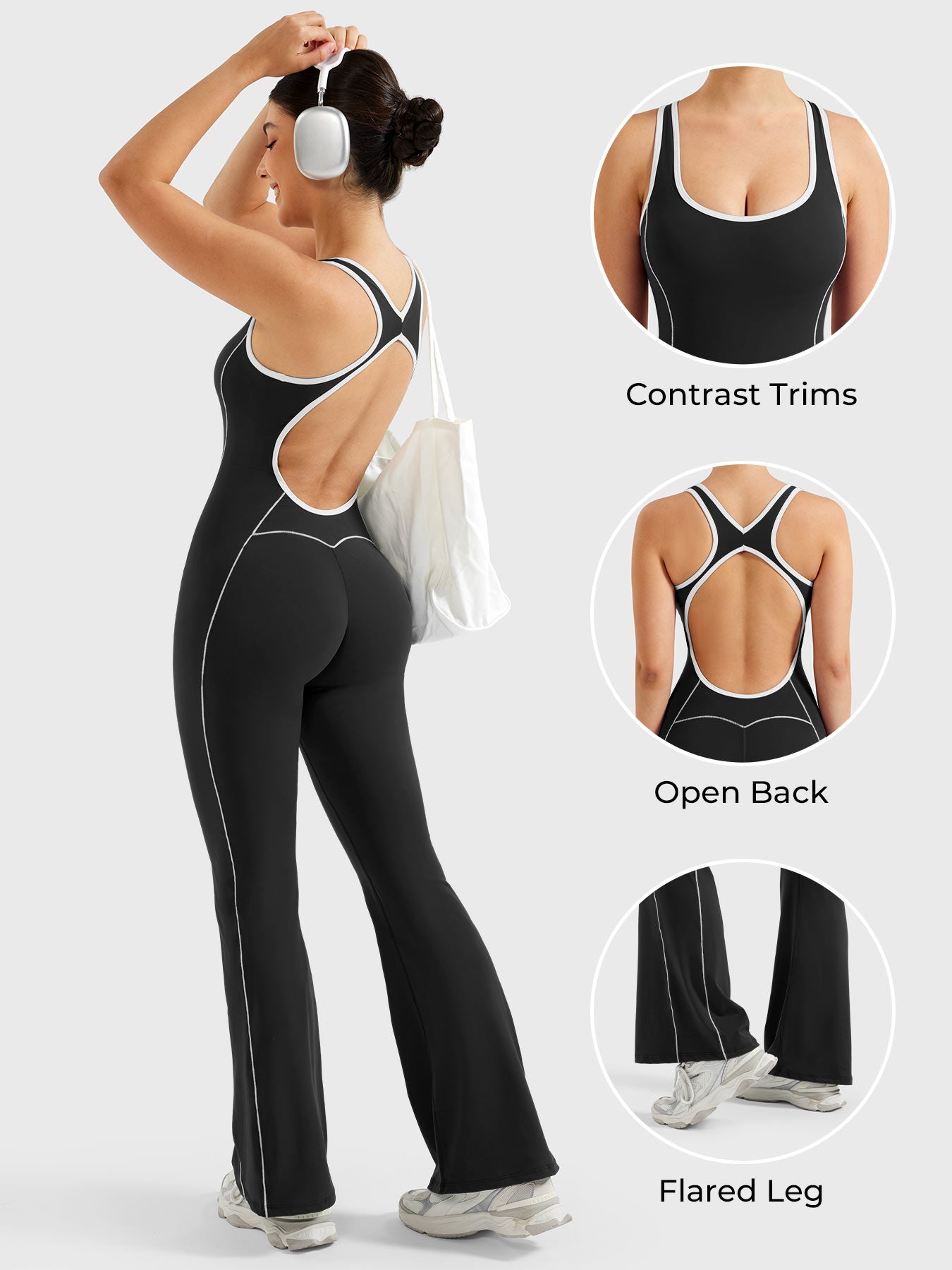 Lyne London™ | Contrast Trim Flared Jumpsuit