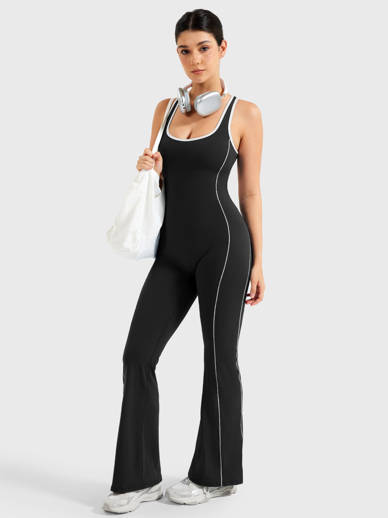 Lyne London™ | Contrast Trim Flared Jumpsuit