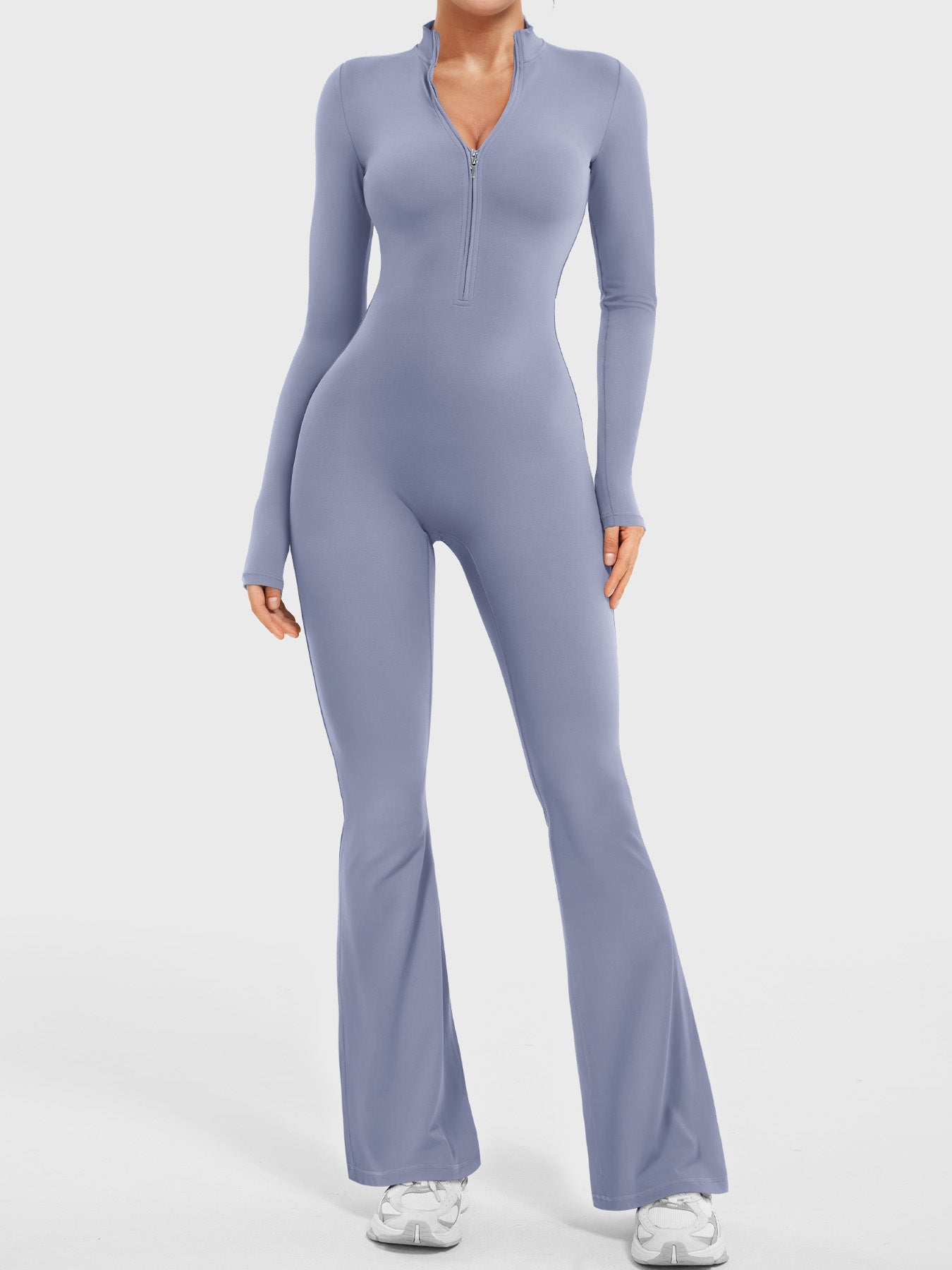 Lyne London™ | Long Sleeve Zipper Flared Jumpsuit