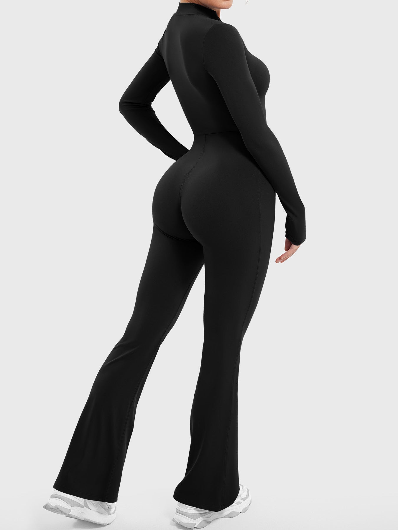 Lyne London™ | Long Sleeve Zipper Flared Jumpsuit