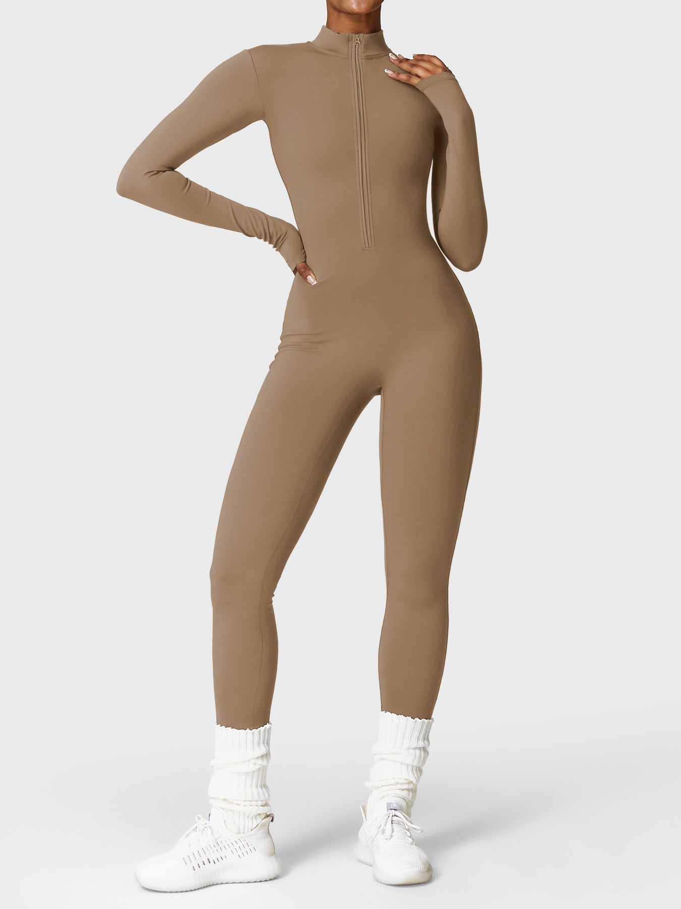 Lyne London™ | Fleece Long Sleeve Zipper Jumpsuit