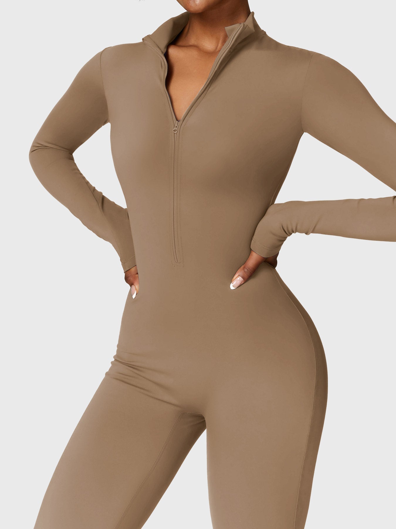 Lyne London™ | Fleece Long Sleeve Zipper Jumpsuit