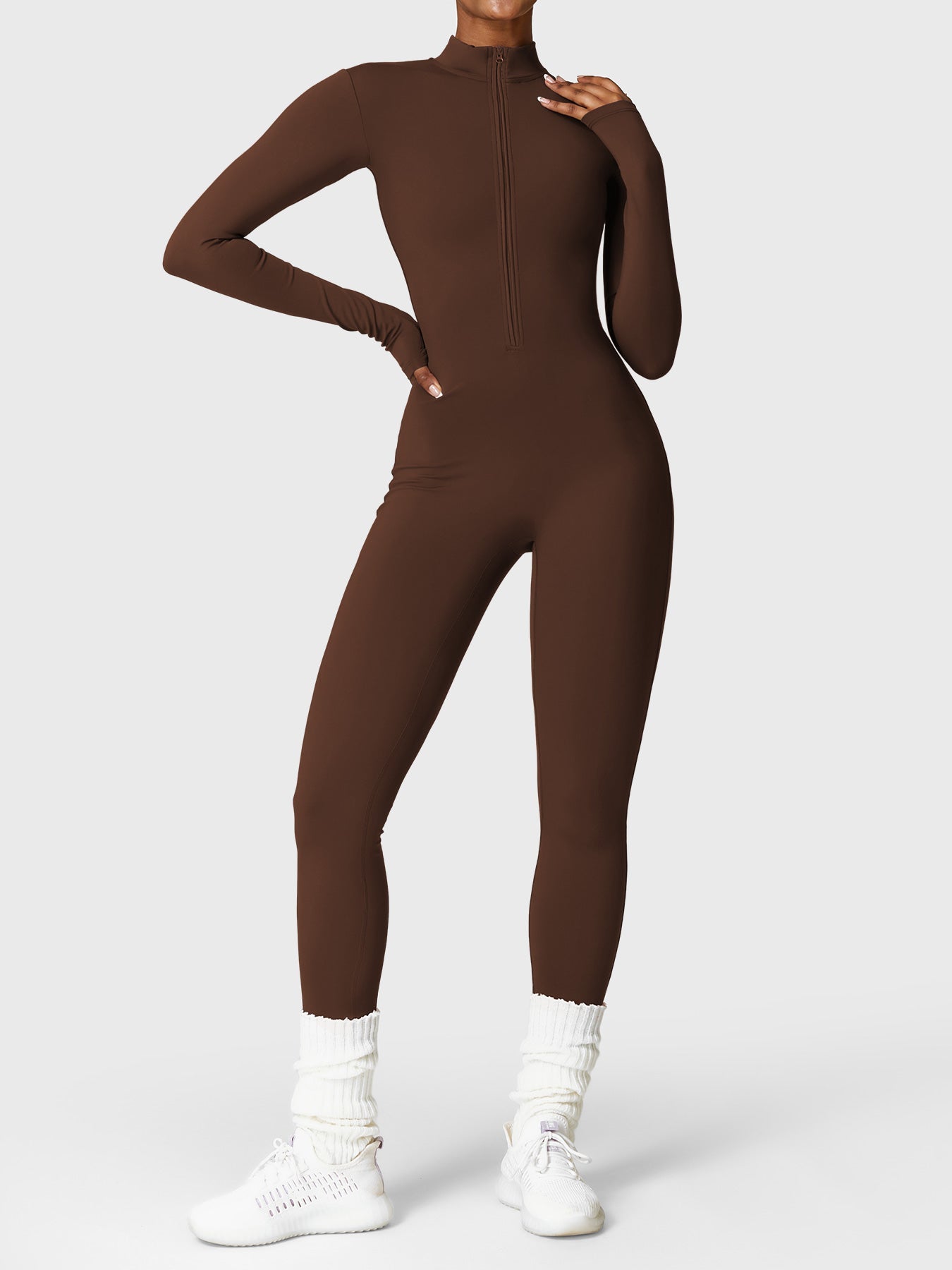 Lyne London™ | Fleece Long Sleeve Zipper Jumpsuit