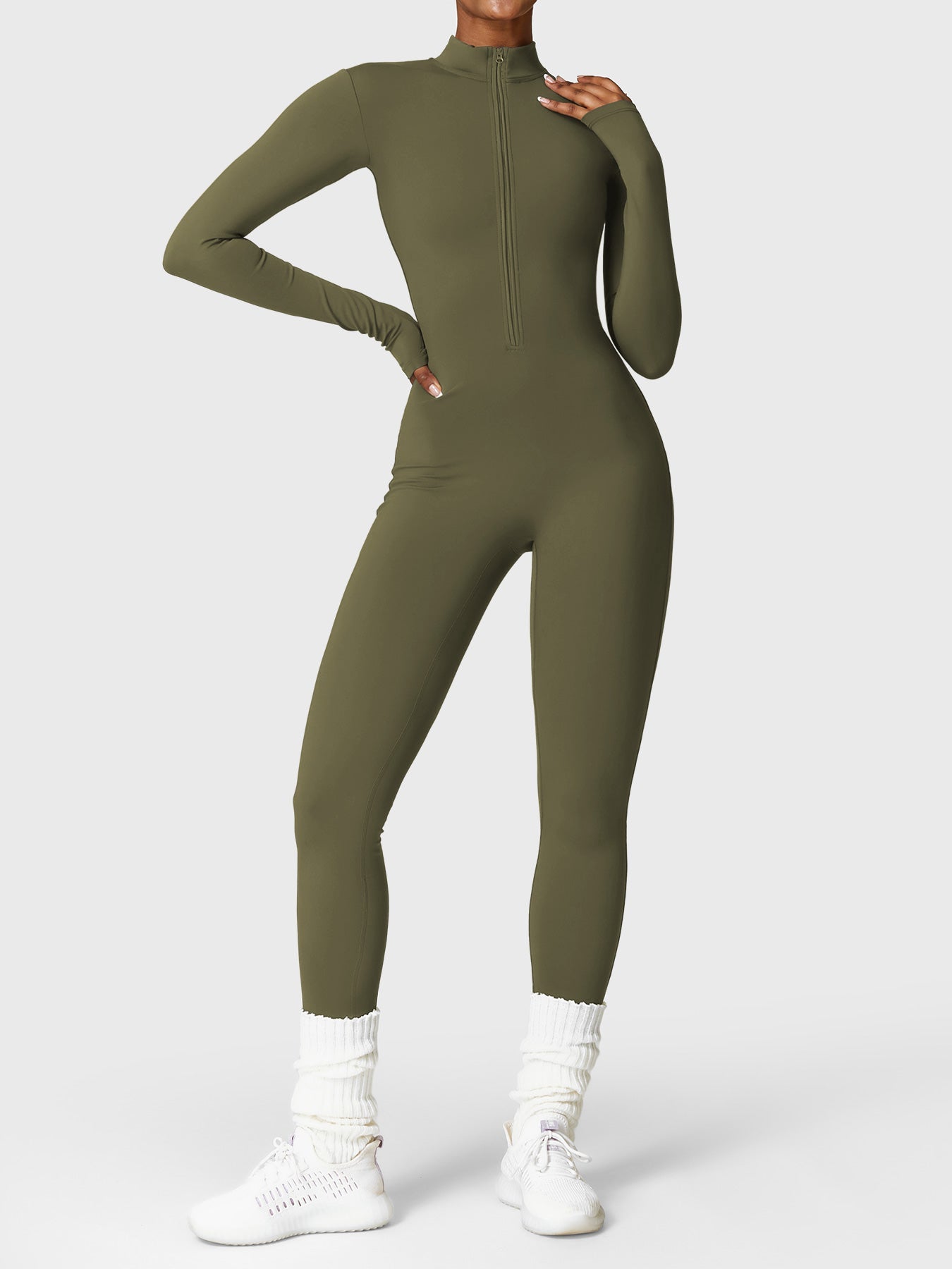 Lyne London™ | Fleece Long Sleeve Zipper Jumpsuit