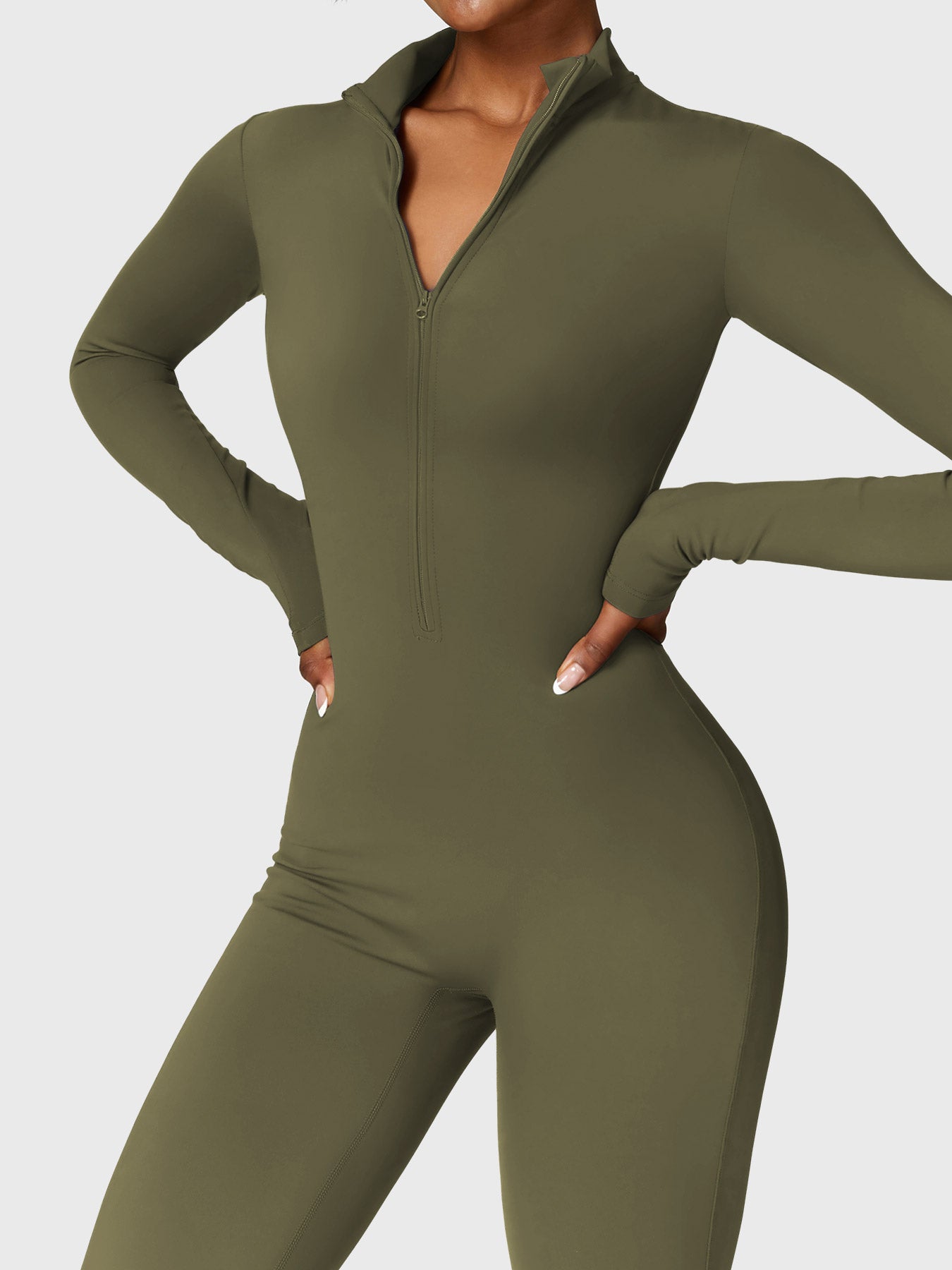 Lyne London™ | Fleece Long Sleeve Zipper Jumpsuit