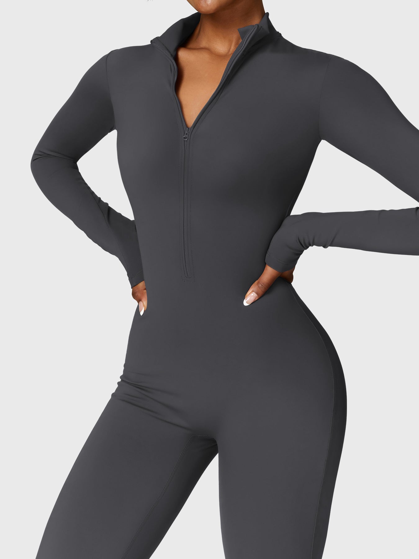 Lyne London™ | Fleece Long Sleeve Zipper Jumpsuit