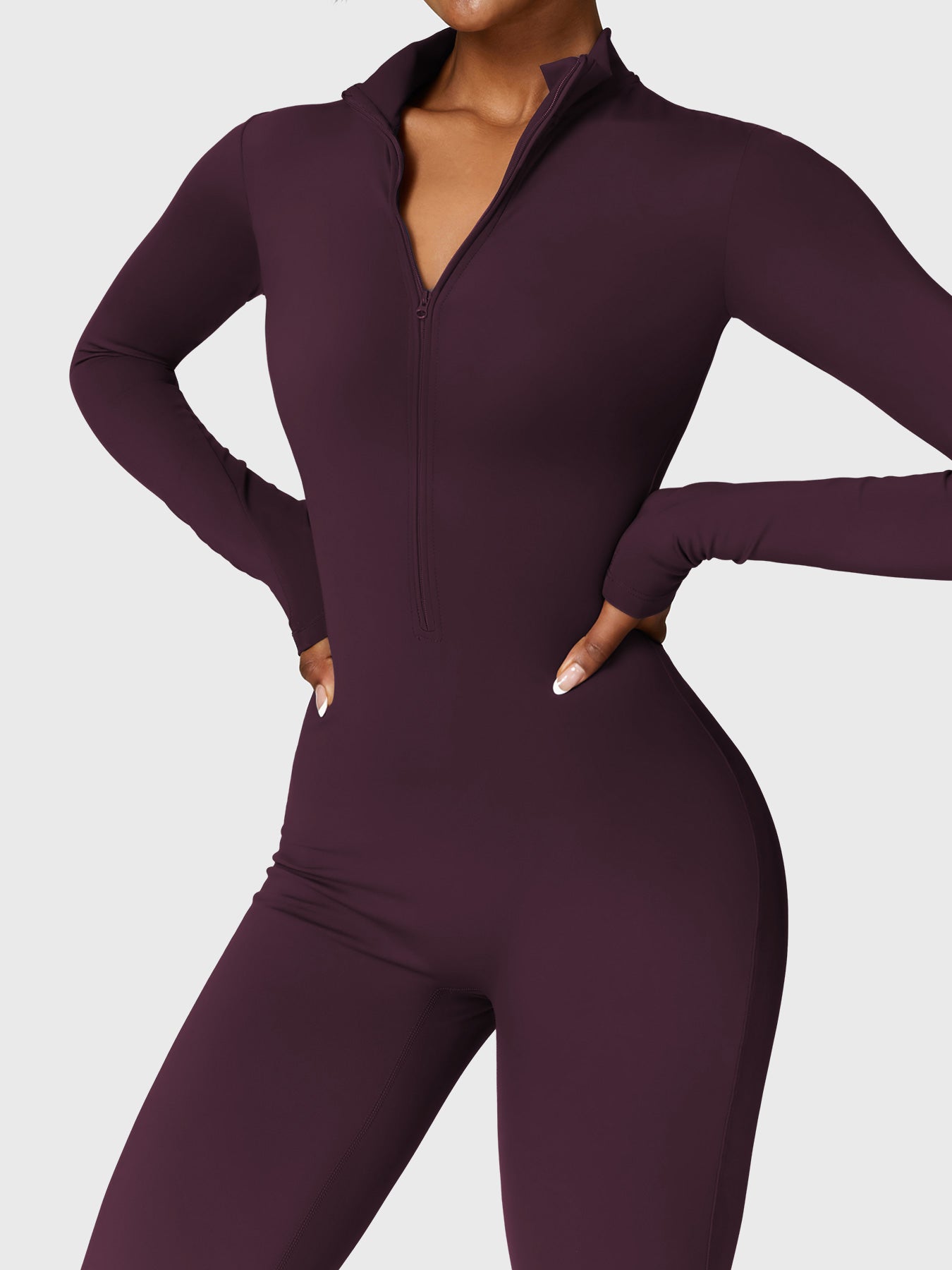 Lyne London™ | Fleece Long Sleeve Zipper Jumpsuit