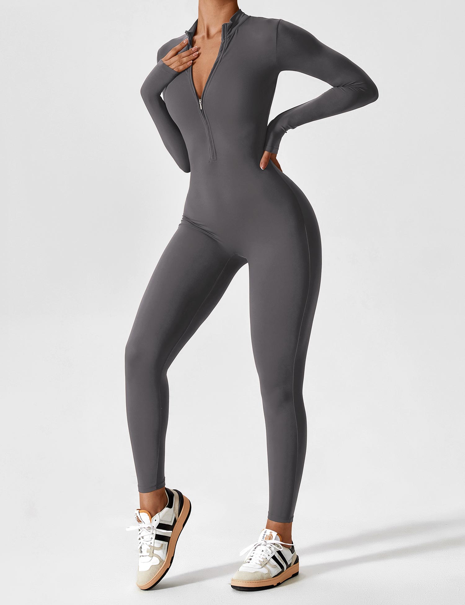 Lyne London™ | Long Sleeve Zipper Jumpsuit