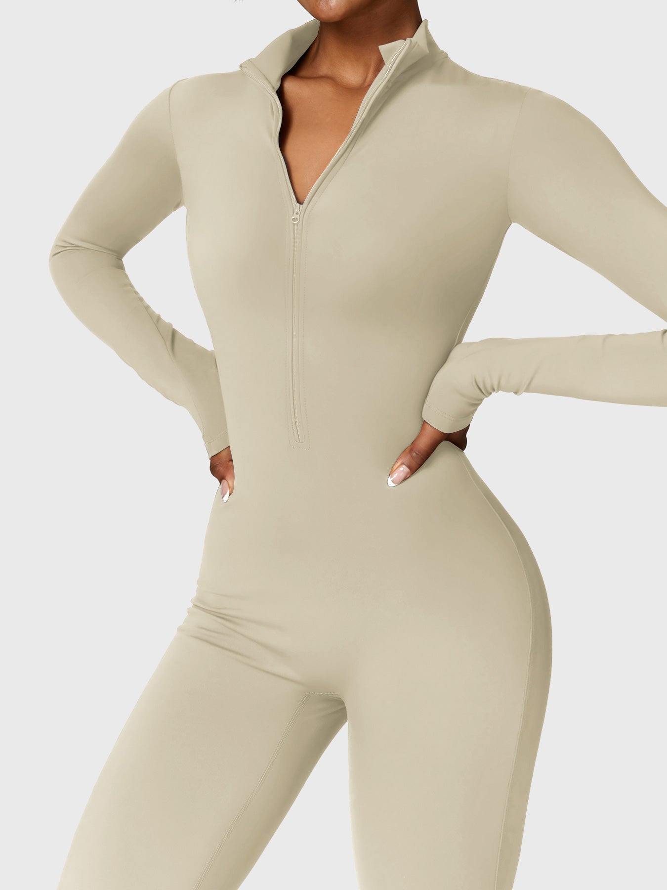 Lyne London™ | Fleece Long Sleeve Zipper Jumpsuit