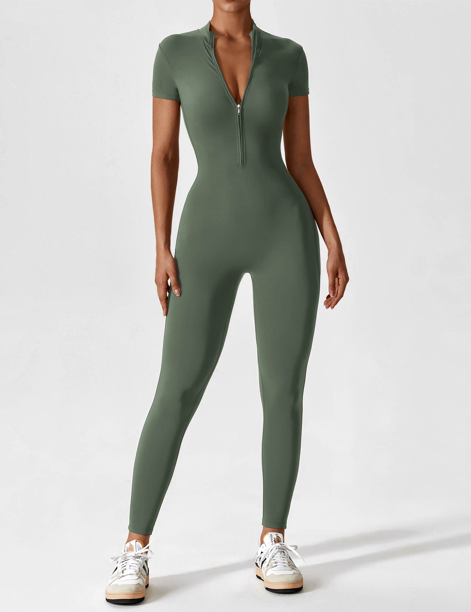 Lyne London™ | Short Sleeve Zipper Jumpsuit