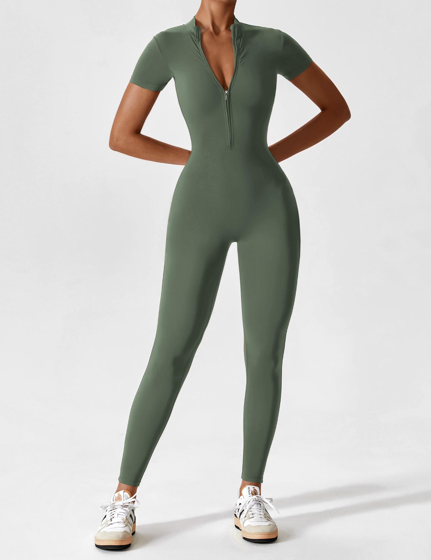Lyne London™ | Short Sleeve Zipper Jumpsuit