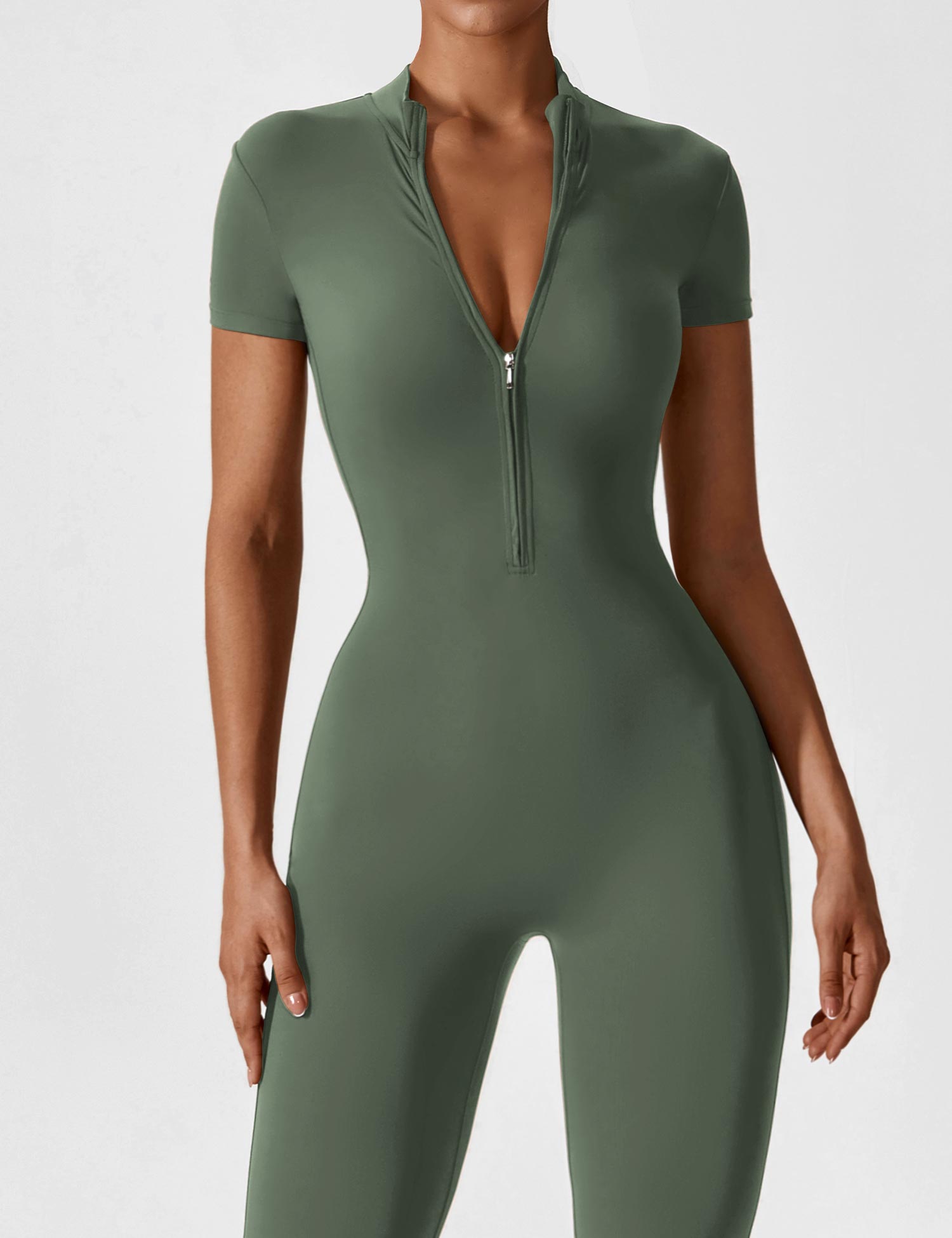Lyne London™ | Short Sleeve Zipper Jumpsuit