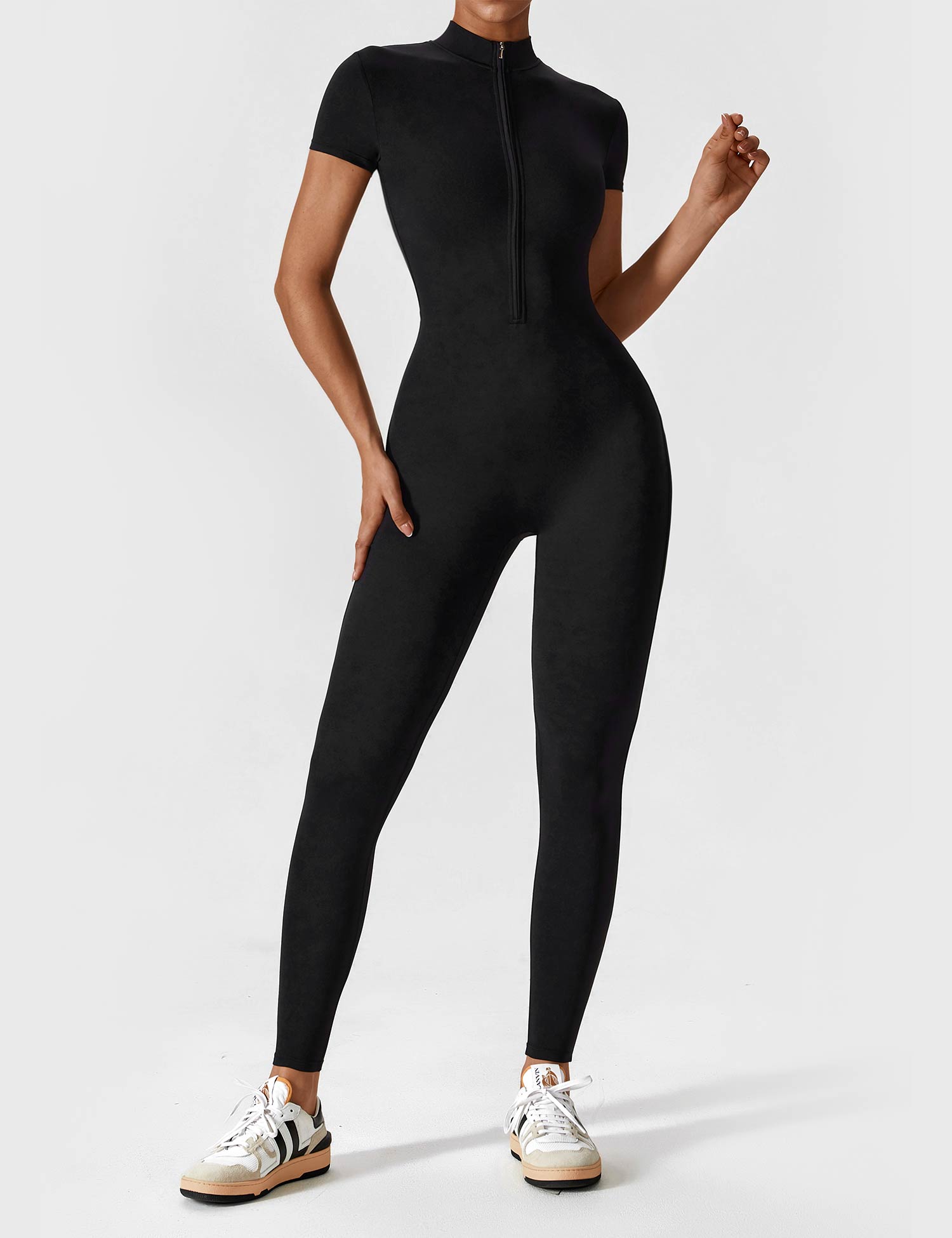 Lyne London™ | Short Sleeve Zipper Jumpsuit