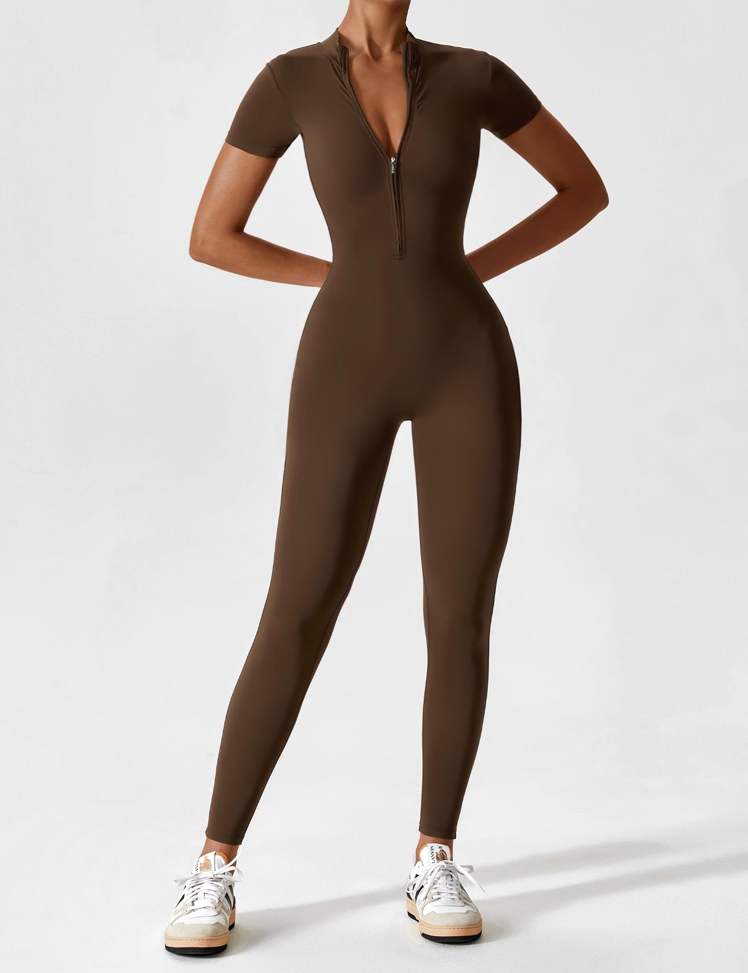 Lyne London™ | Short Sleeve Zipper Jumpsuit