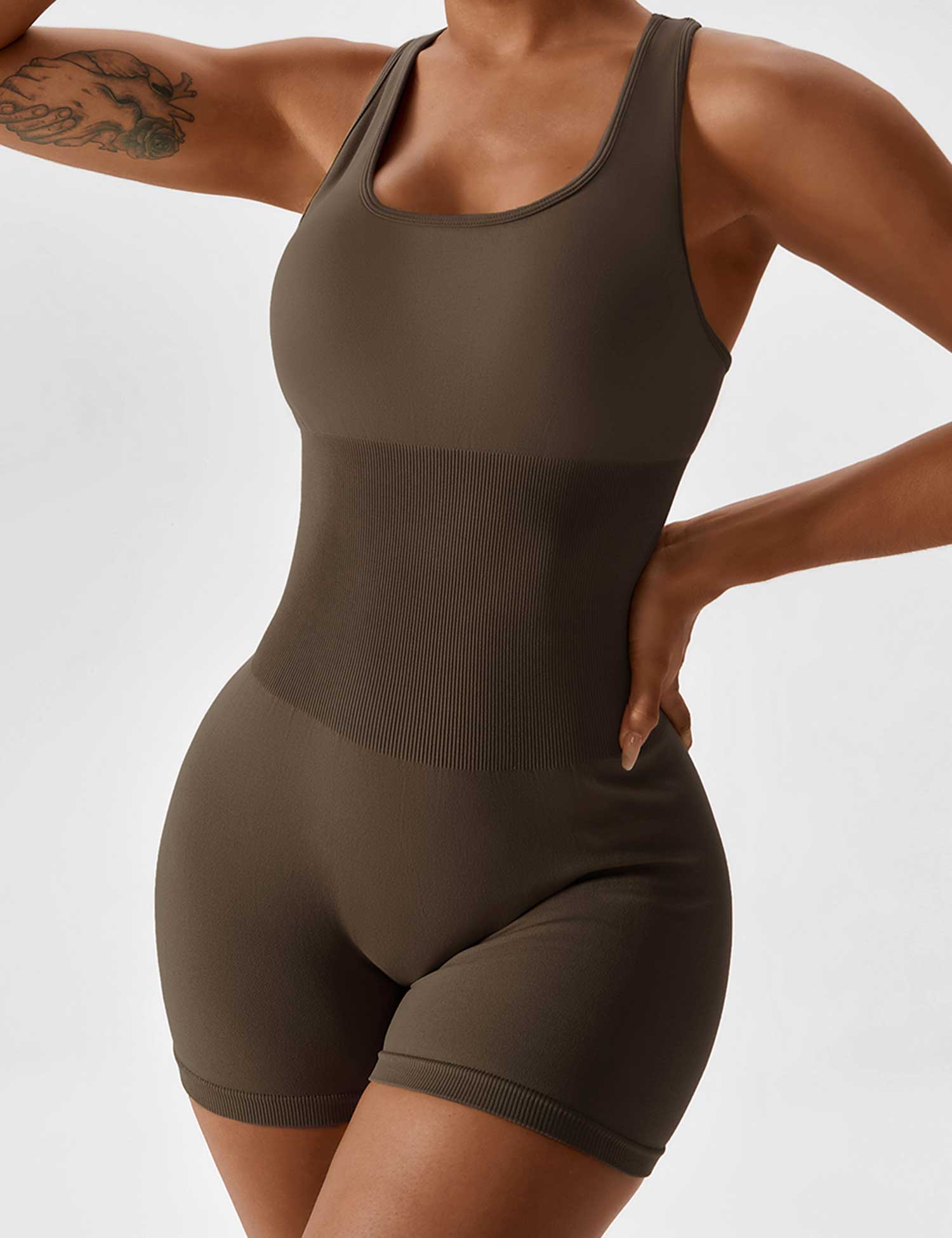 Lyne London™ | U-Neck Open Back Seamless Romper