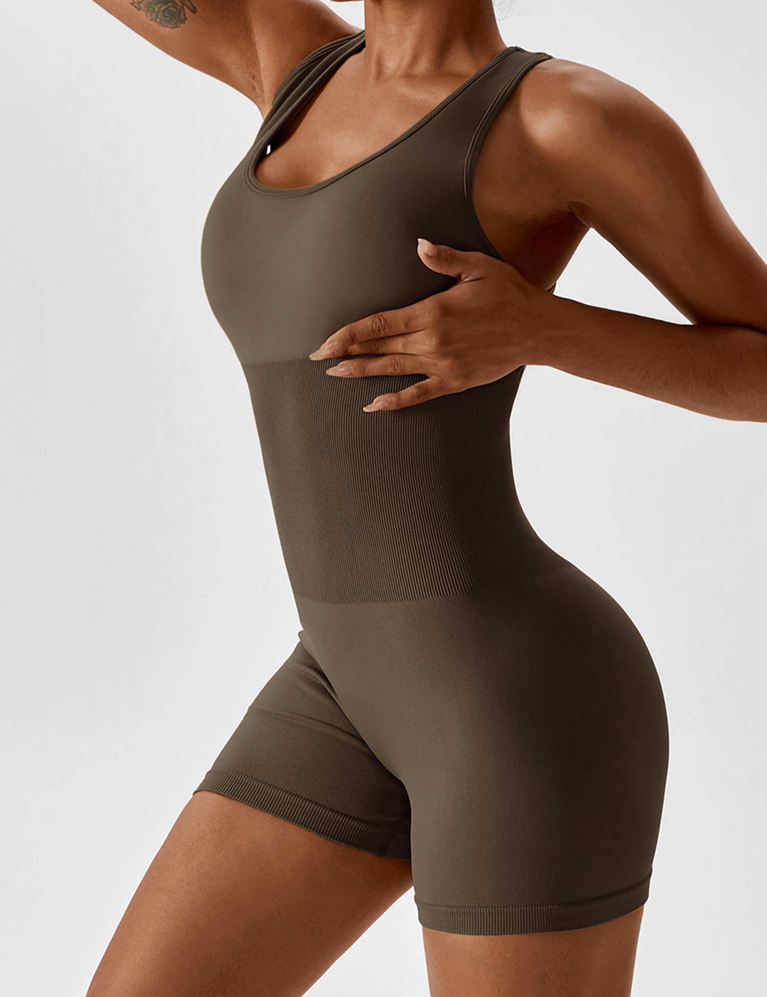 Lyne London™ | U-Neck Open Back Seamless Romper