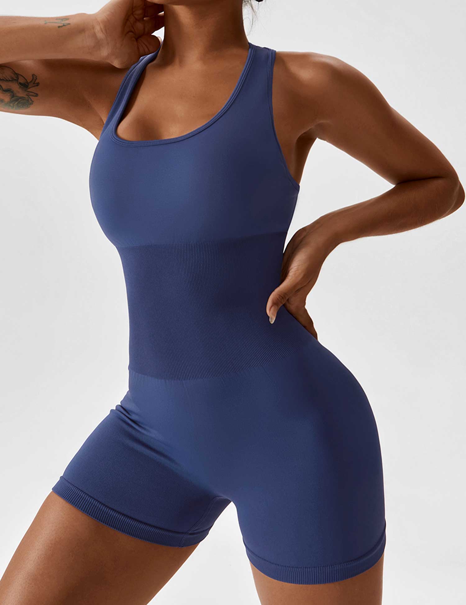 Lyne London™ | U-Neck Open Back Seamless Romper