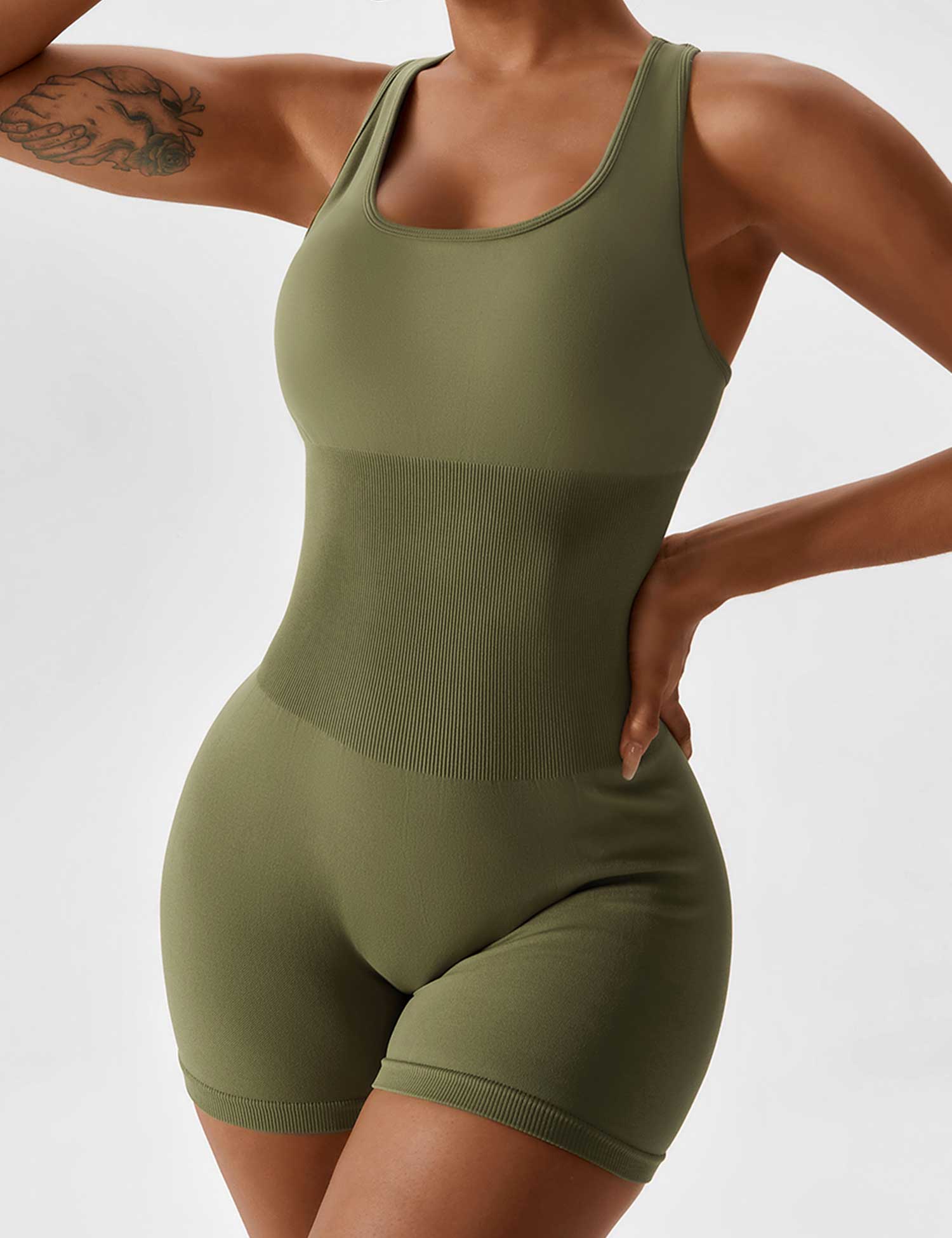 Lyne London™ | U-Neck Open Back Seamless Romper