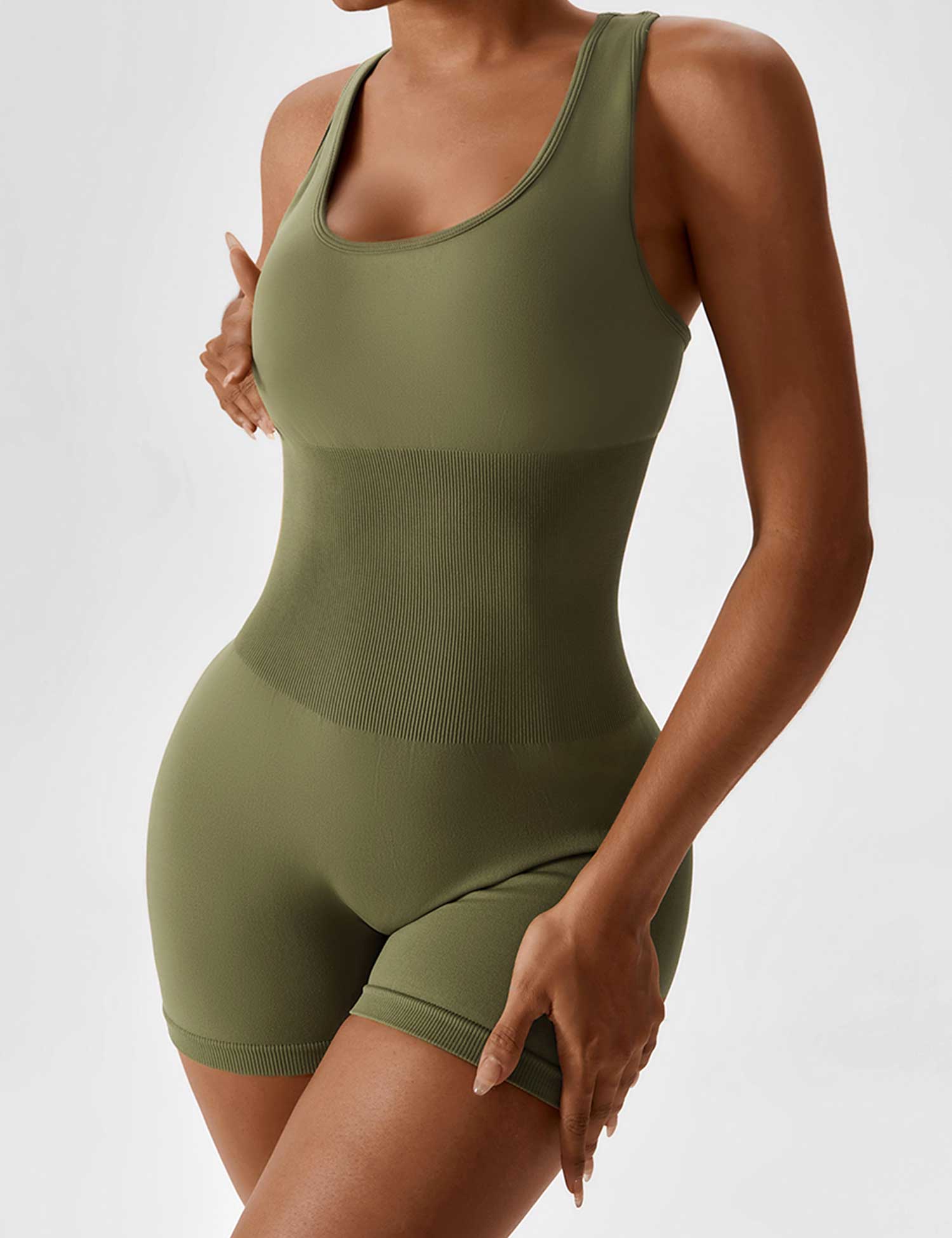 Lyne London™ | U-Neck Open Back Seamless Romper