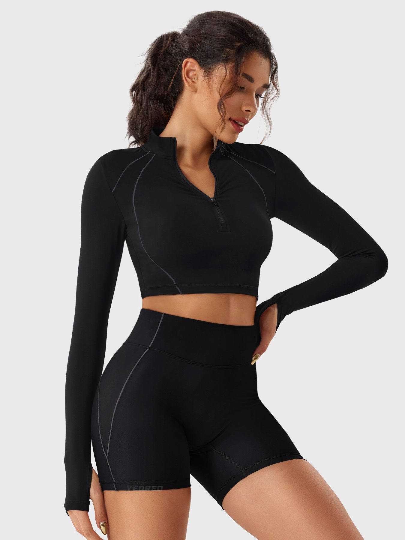 Lyne London™ | Half Zip Crop Top Short Set