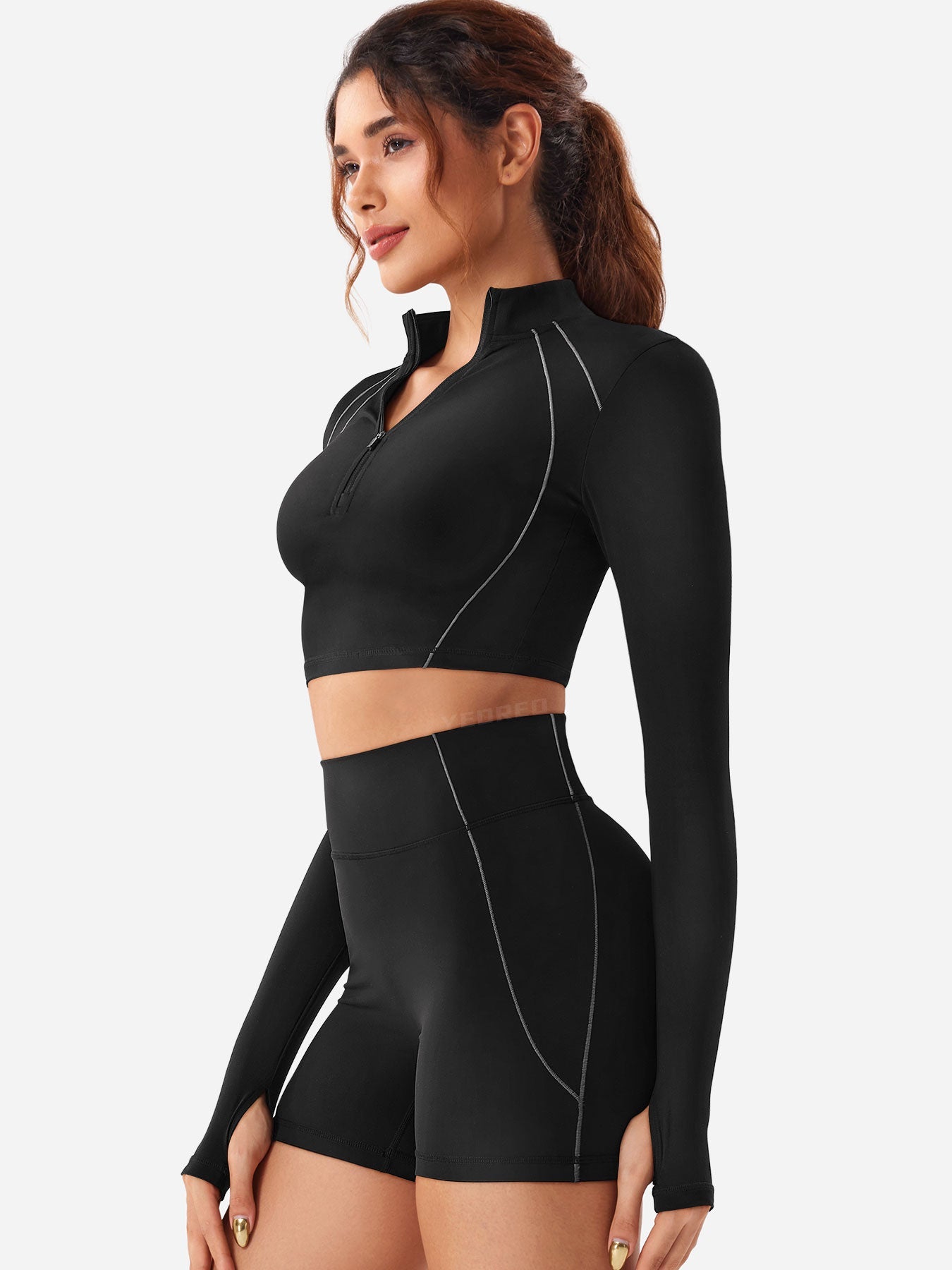 Lyne London™ | Half Zip Crop Top Short Set