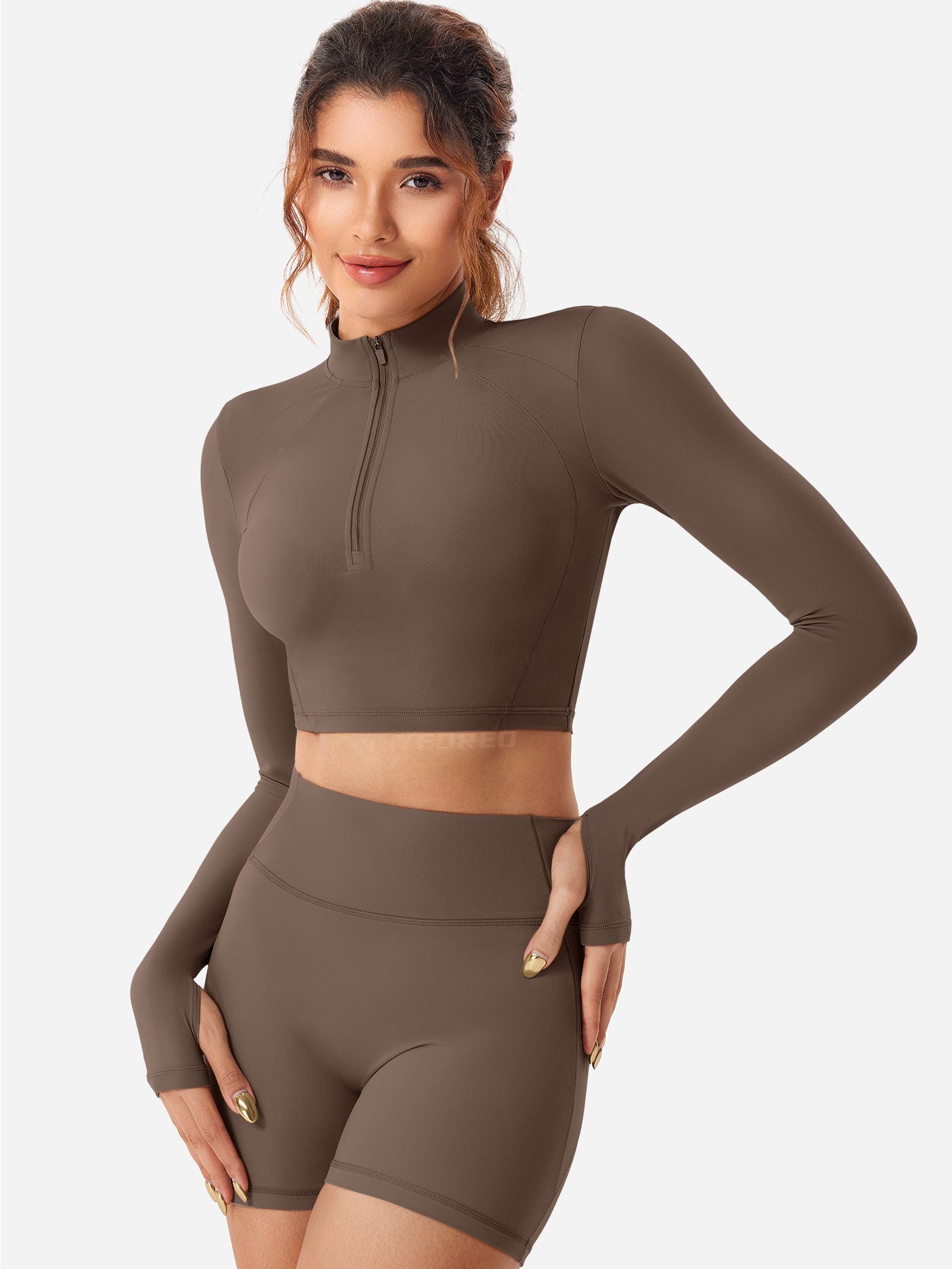 Lyne London™ | Half Zip Crop Top Short Set