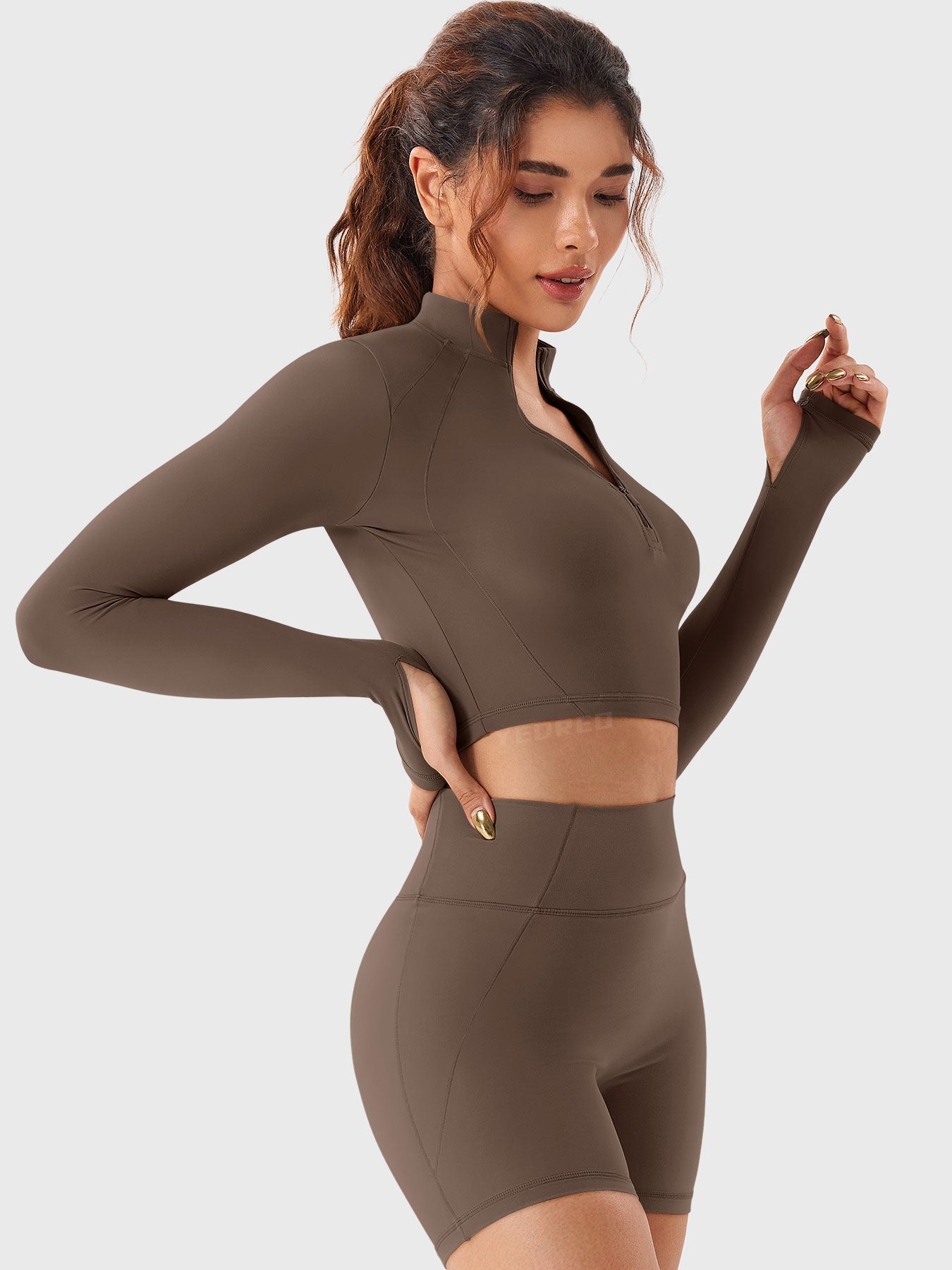 Lyne London™ | Half Zip Crop Top Short Set