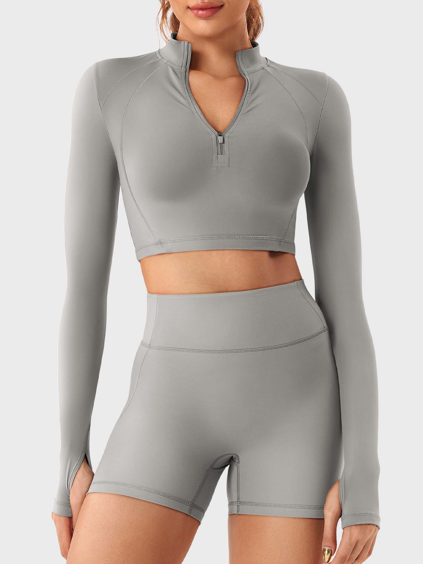 Lyne London™ | Half Zip Crop Top Short Set