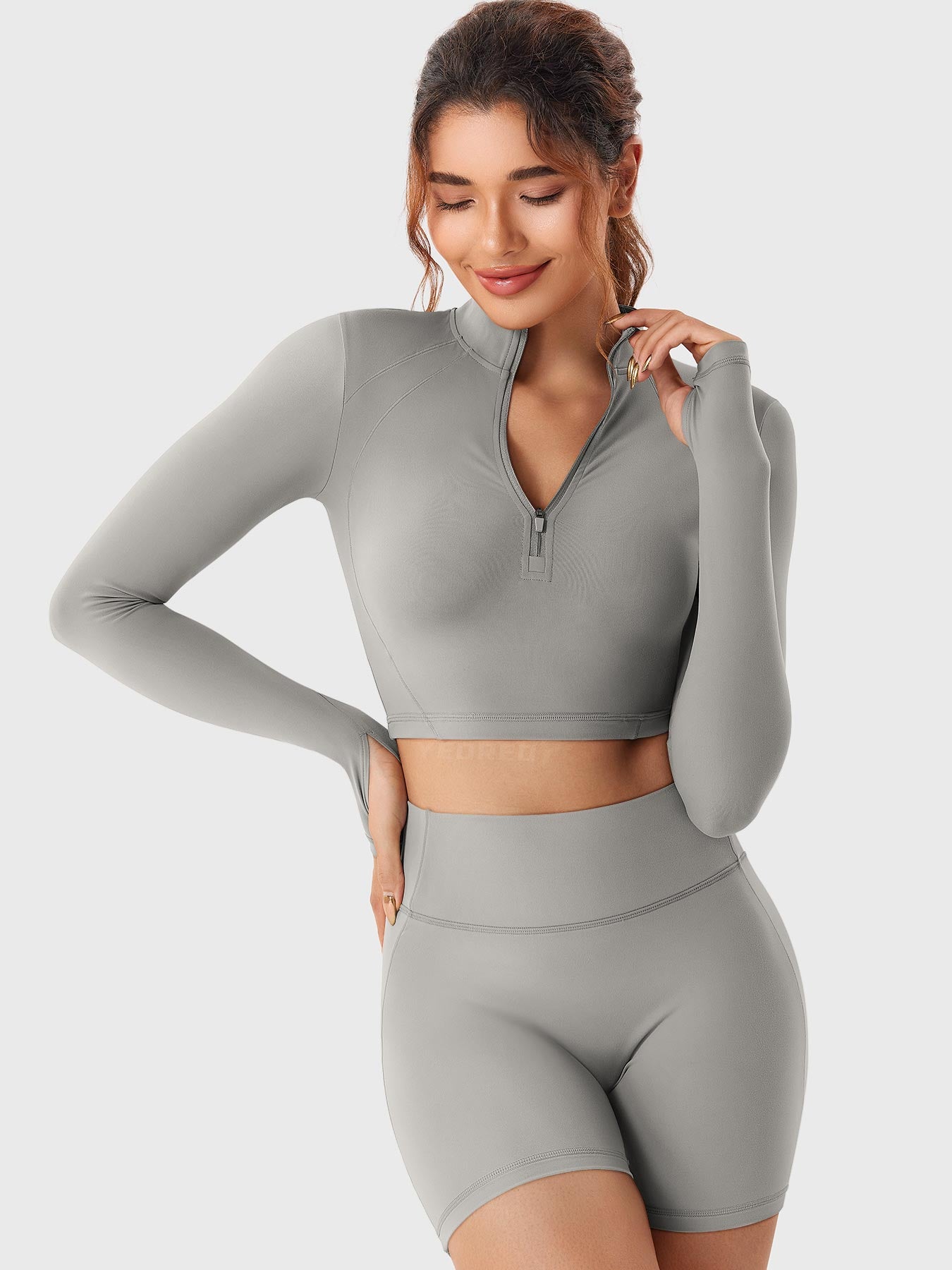 Lyne London™ | Half Zip Crop Top Short Set