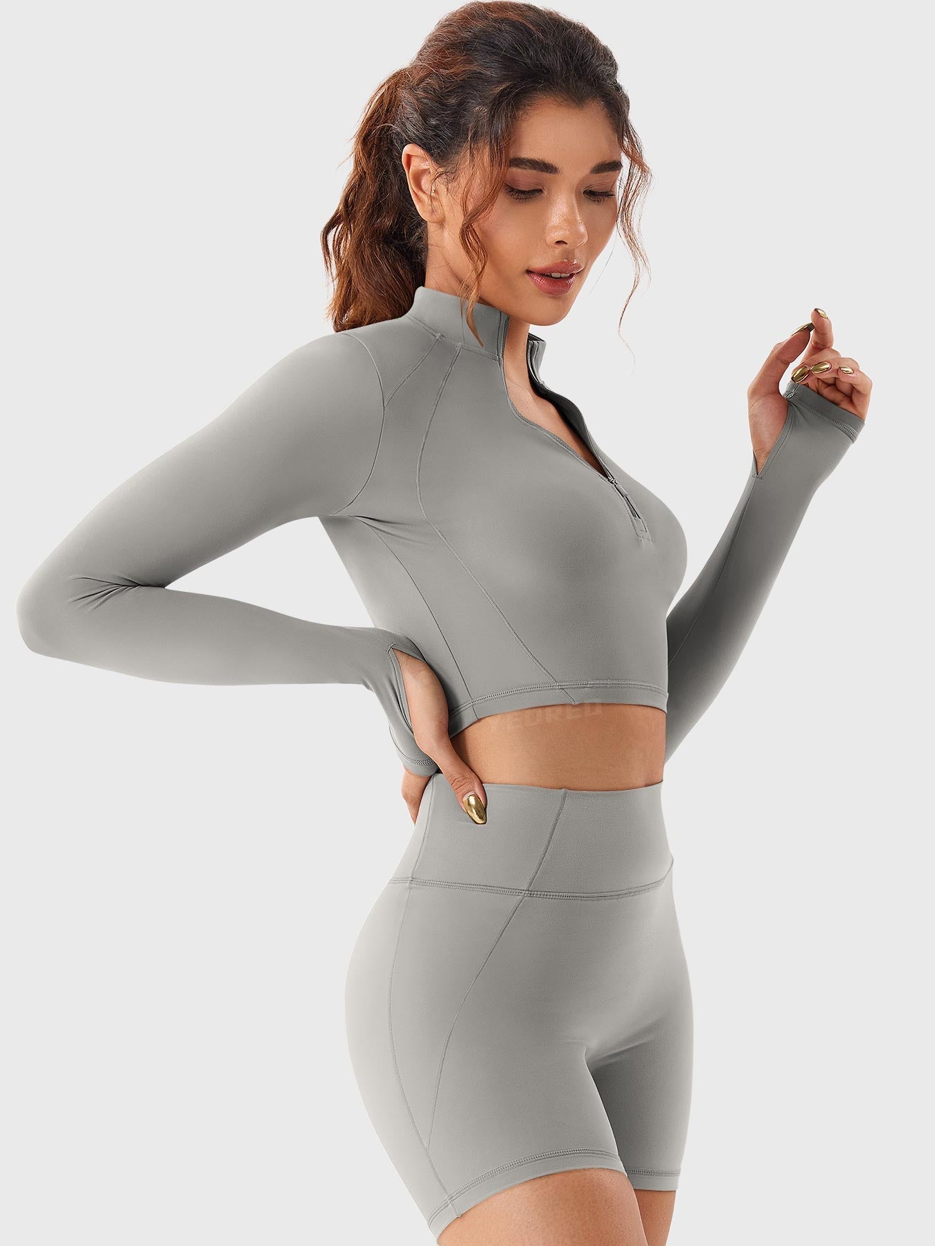 Lyne London™ | Half Zip Crop Top Short Set