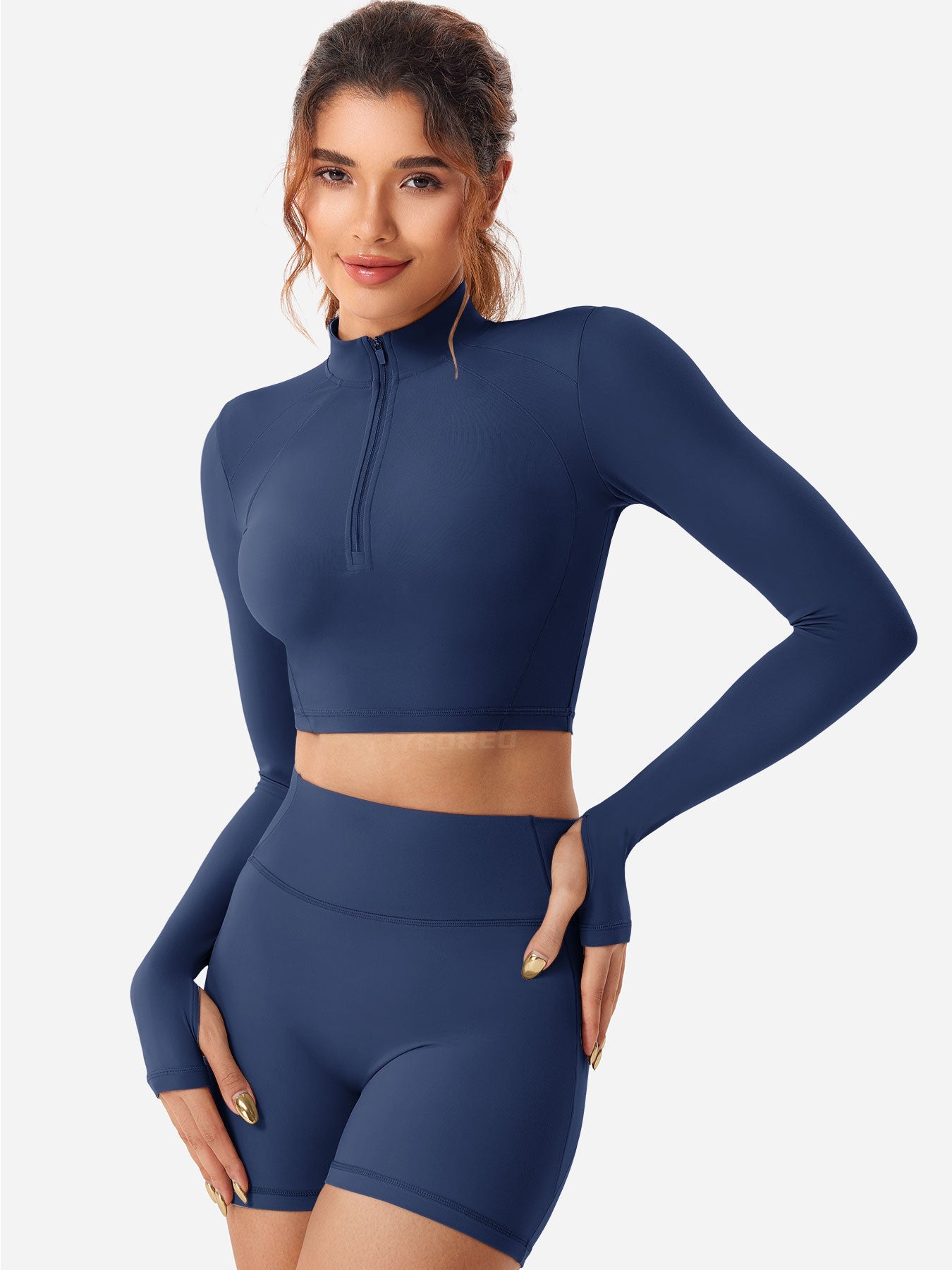 Lyne London™ | Half Zip Crop Top Short Set