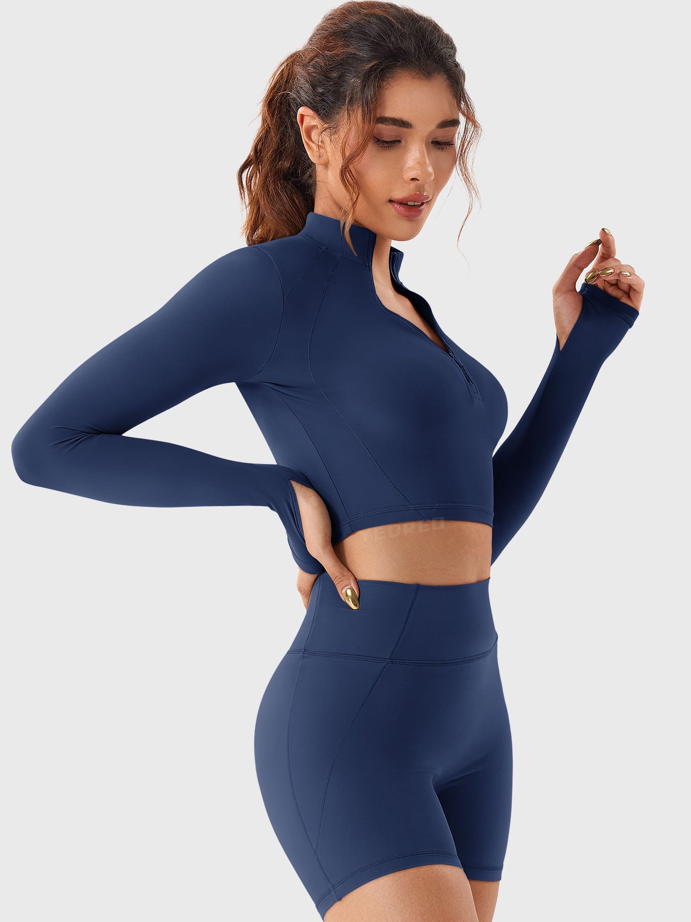 Lyne London™ | Half Zip Crop Top Short Set