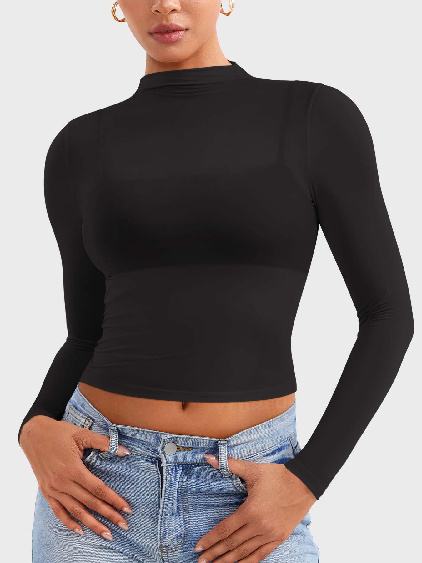 Lyne London™ | Mock Neck Sheer Top