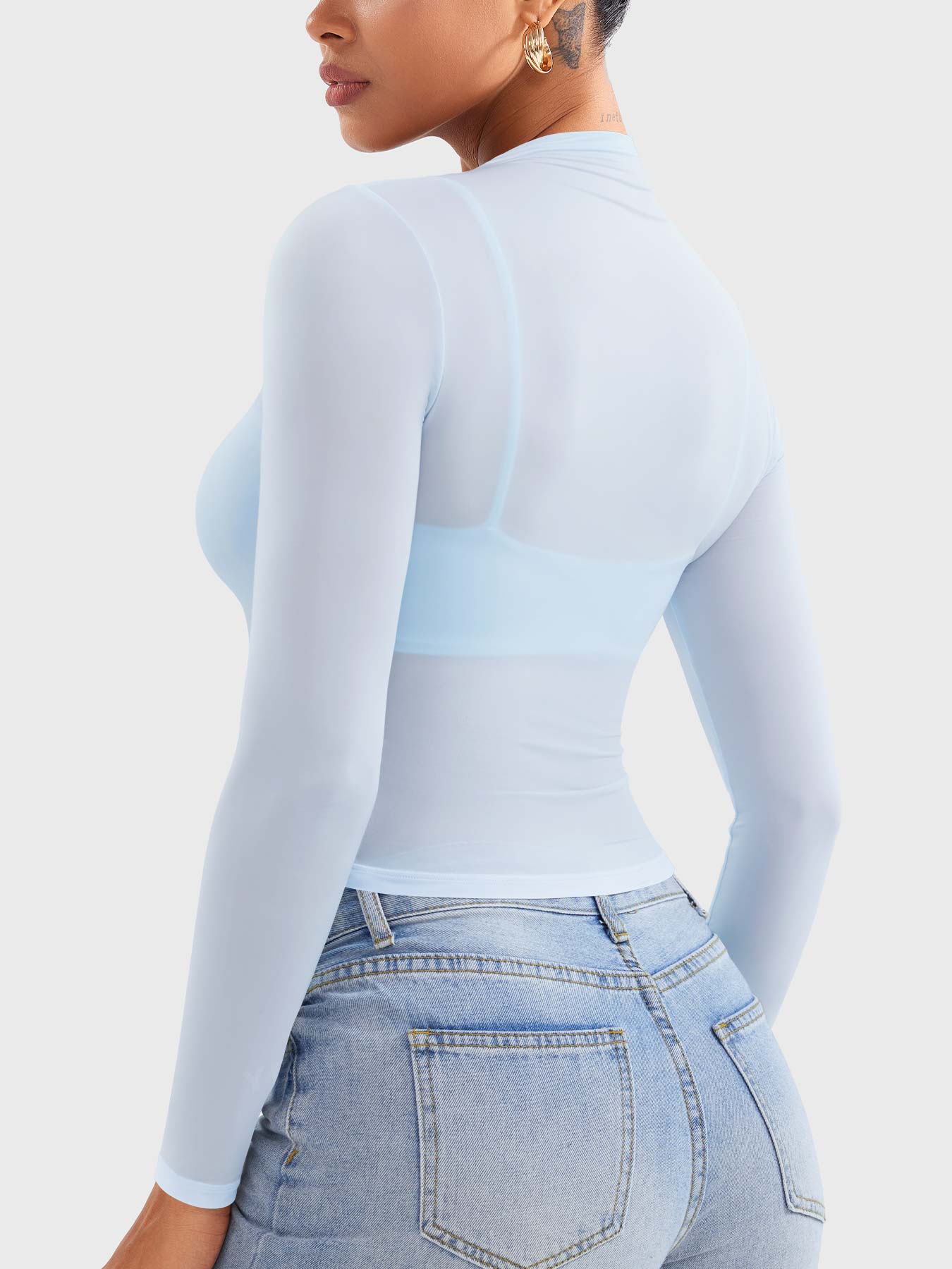 Lyne London™ | Mock Neck Sheer Top