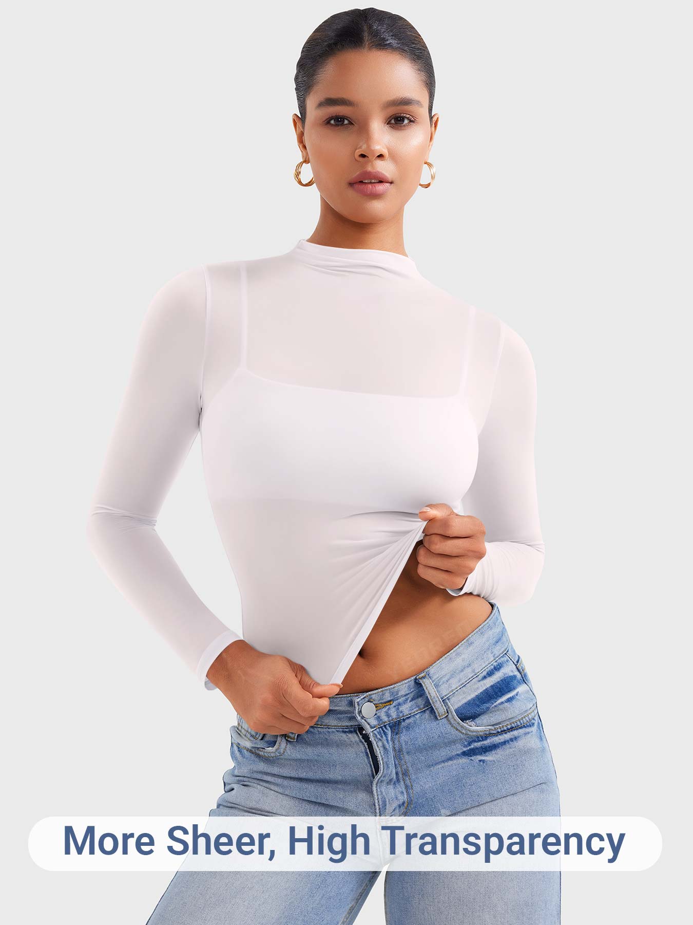 Lyne London™ | Mock Neck Sheer Top