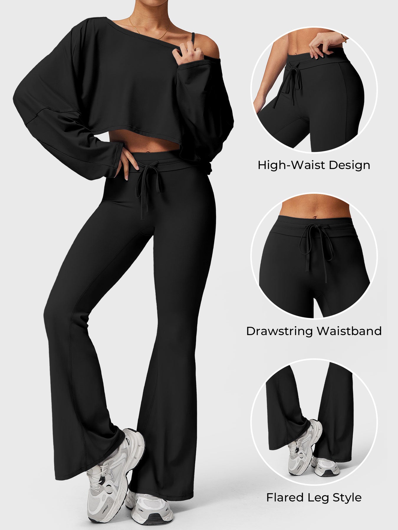 Lyne London™ | Drawstring Flare Leggings