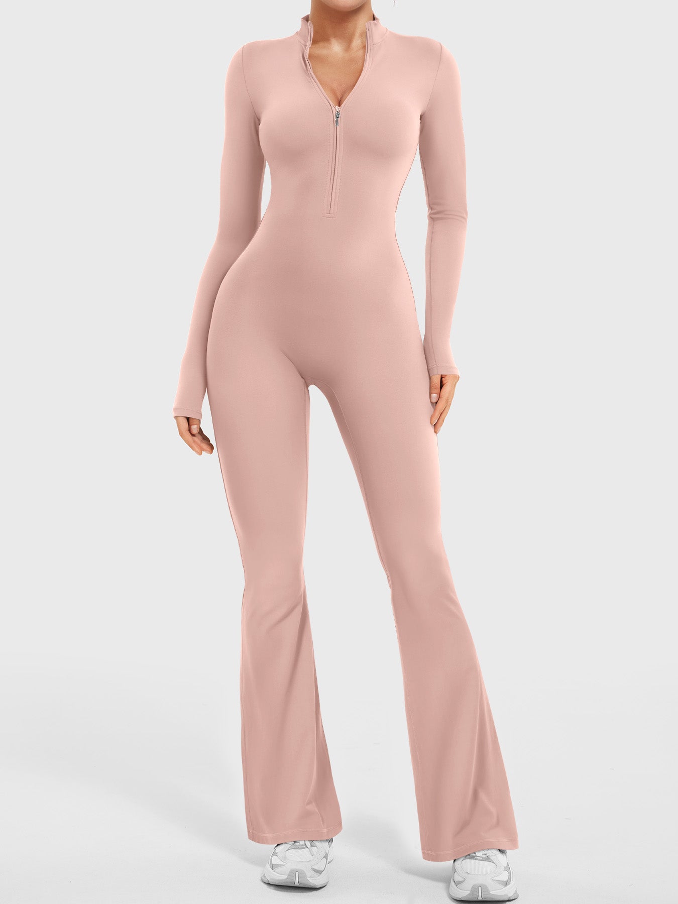Lyne London™ | Long Sleeve Zipper Flared Jumpsuit