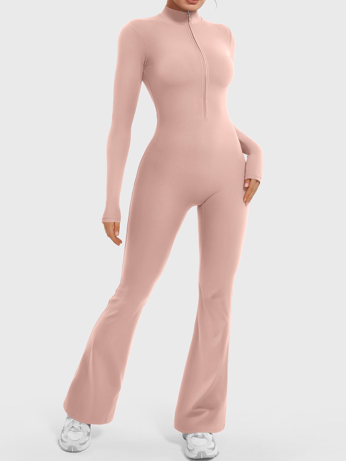 Lyne London™ | Long Sleeve Zipper Flared Jumpsuit