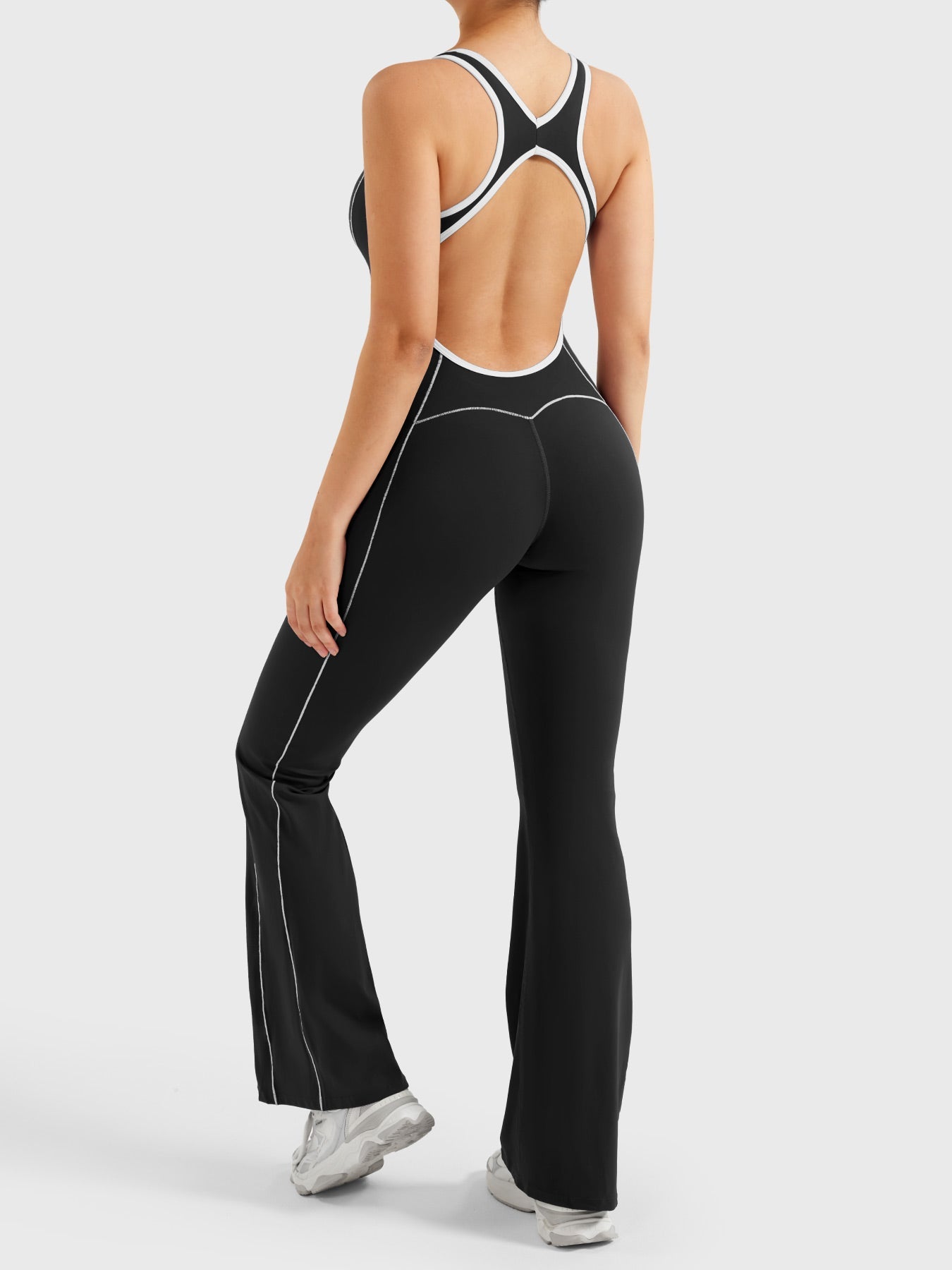 Lyne London™ | Contrast Trim Flared Jumpsuit