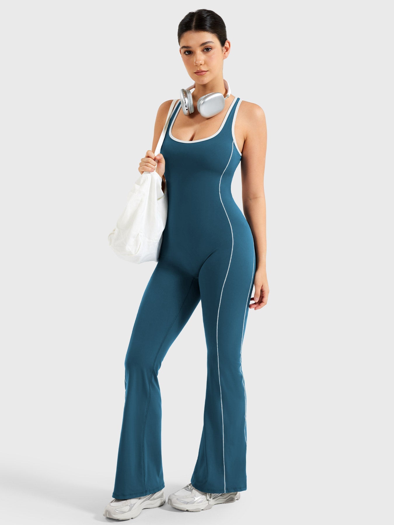 Lyne London™ | Contrast Trim Flared Jumpsuit