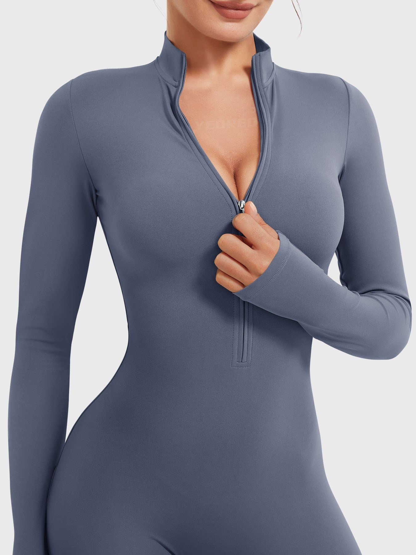 Lyne London™ | Long Sleeve Zipper Flared Jumpsuit