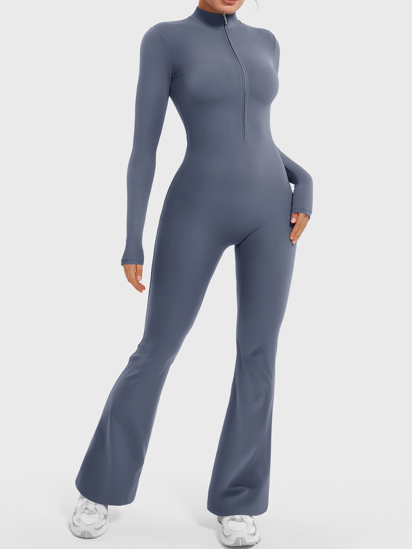 Lyne London™ | Long Sleeve Zipper Flared Jumpsuit