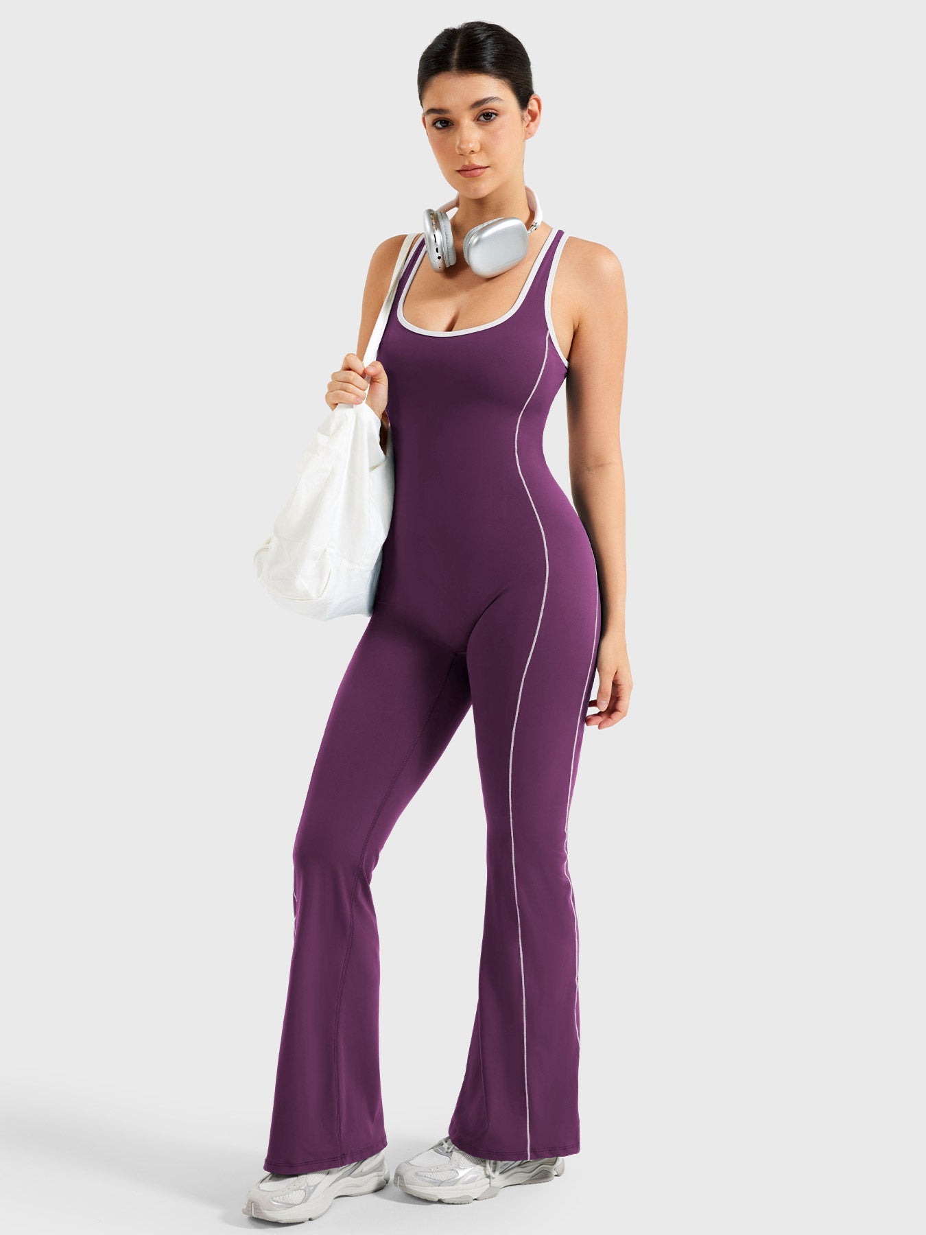 Lyne London™ | Contrast Trim Flared Jumpsuit