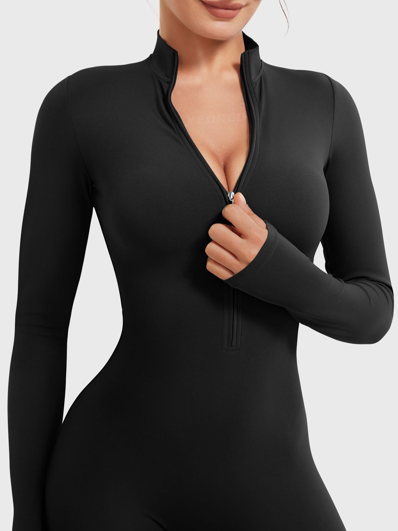 Lyne London™ | Long Sleeve Zipper Flared Jumpsuit