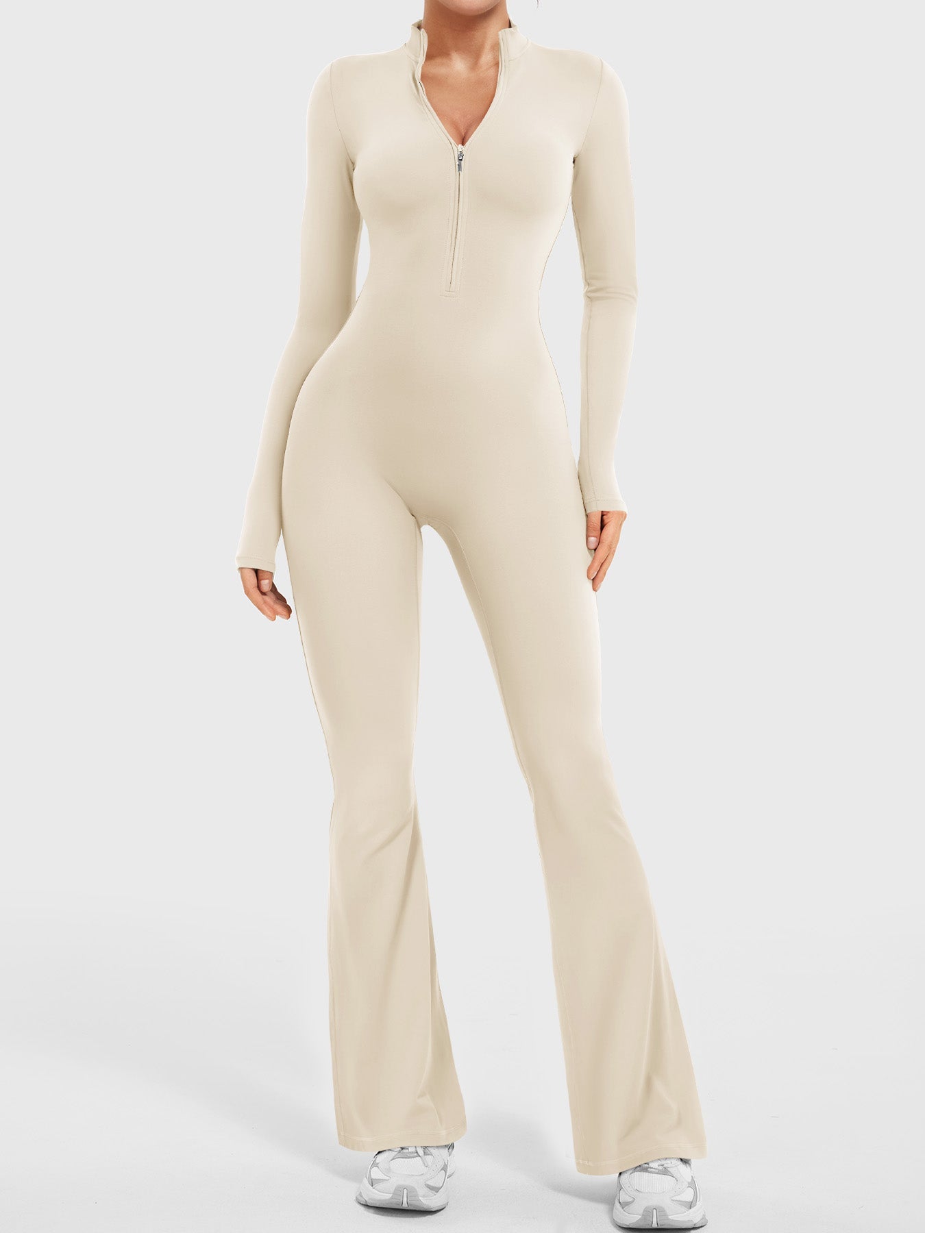 Lyne London™ | Long Sleeve Zipper Flared Jumpsuit