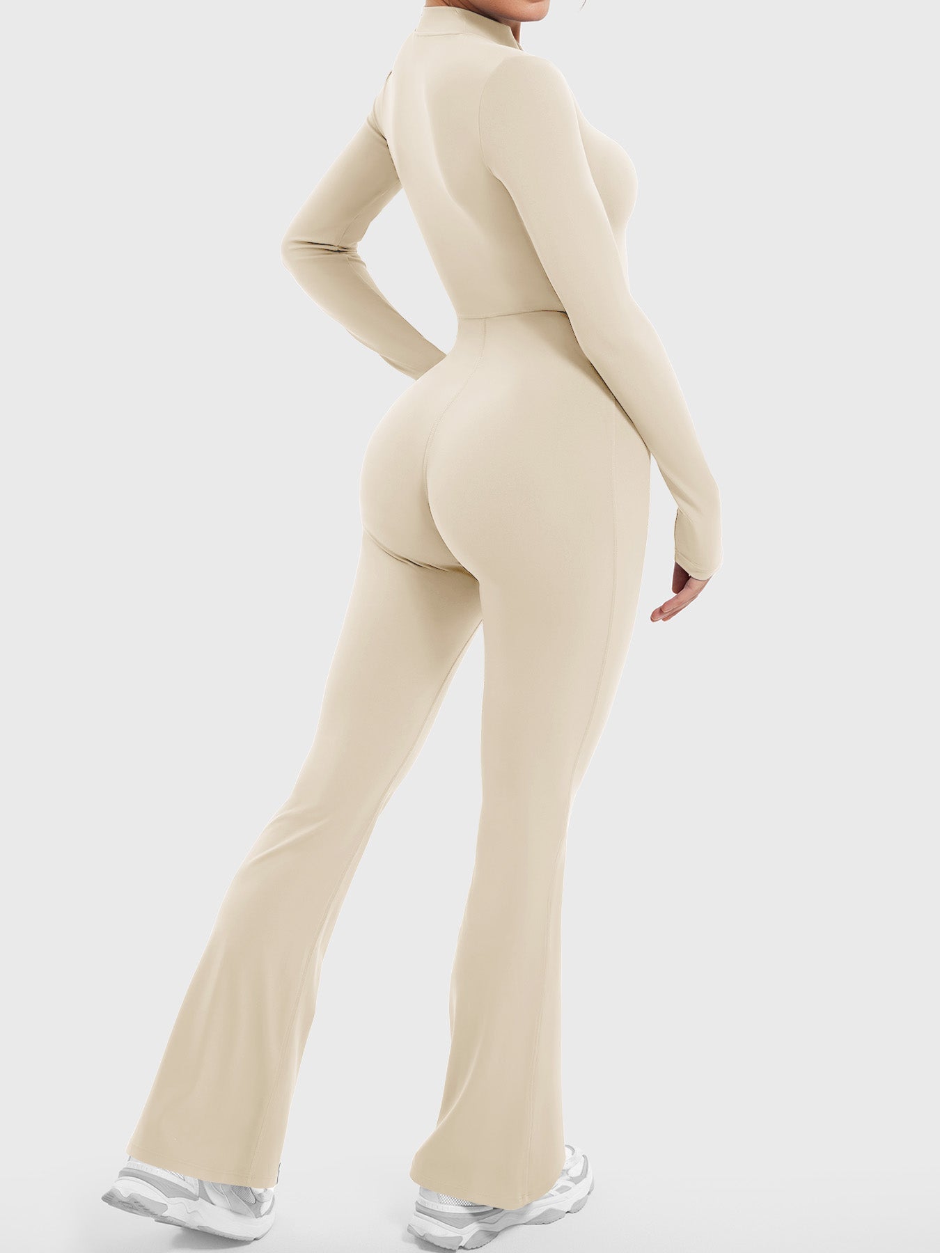 Lyne London™ | Long Sleeve Zipper Flared Jumpsuit
